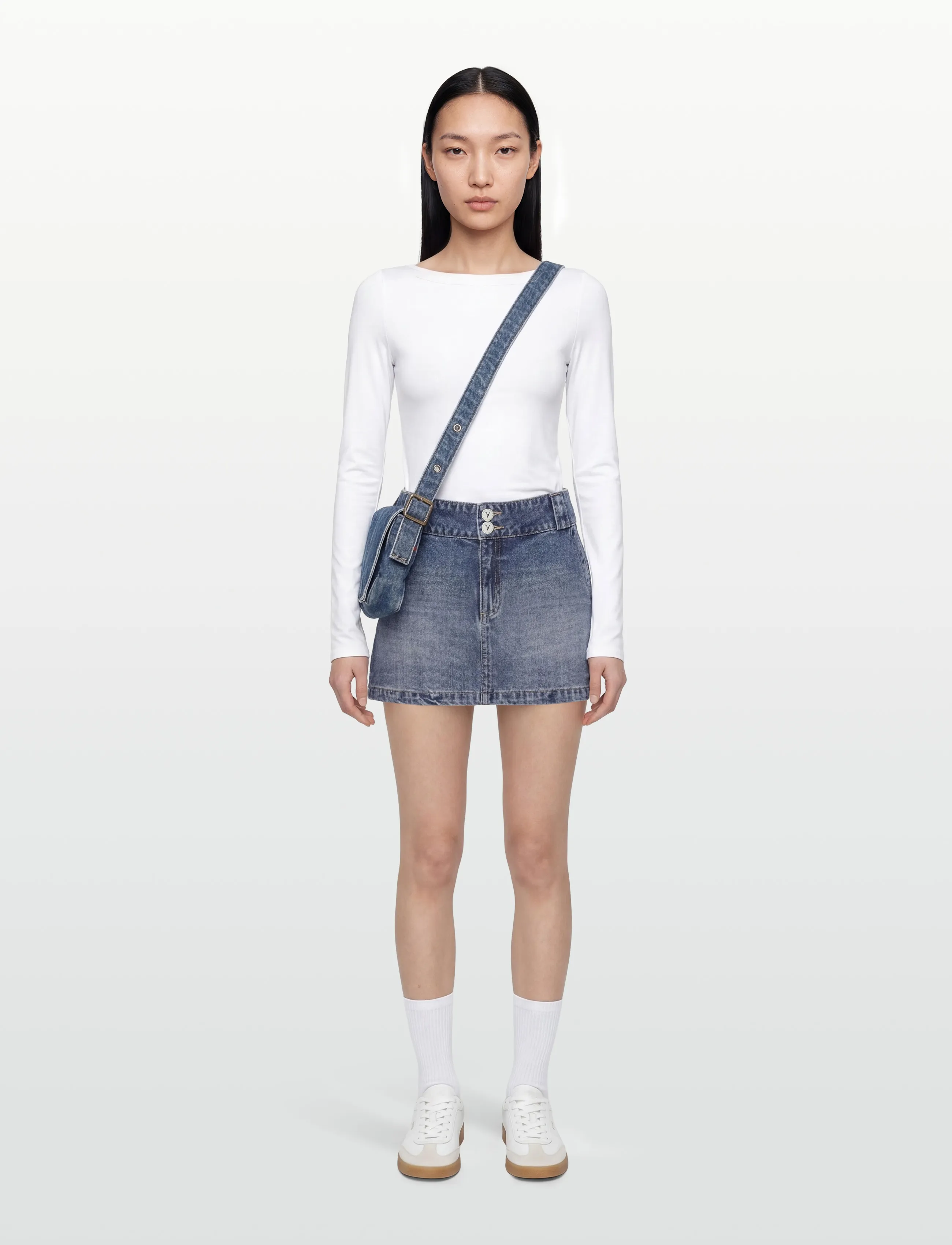 ABRAND 99 Low Skirt Bebe Tuxedo Bebe, 26, Blue, Nederdele > Denim Nederdele, Dame