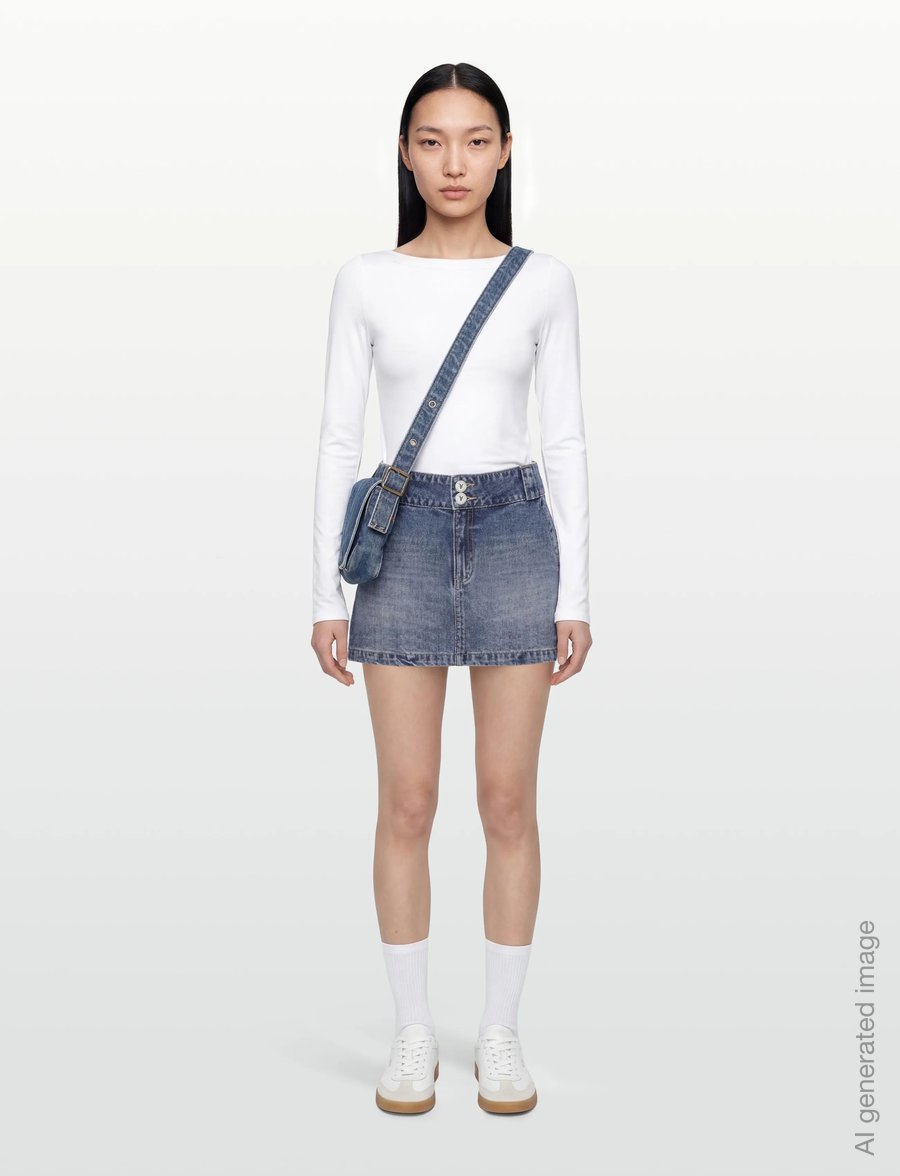 ABRAND - 99 LOW SKIRT BEBE TUXEDO BEBE - denimnederdele - blue - 0