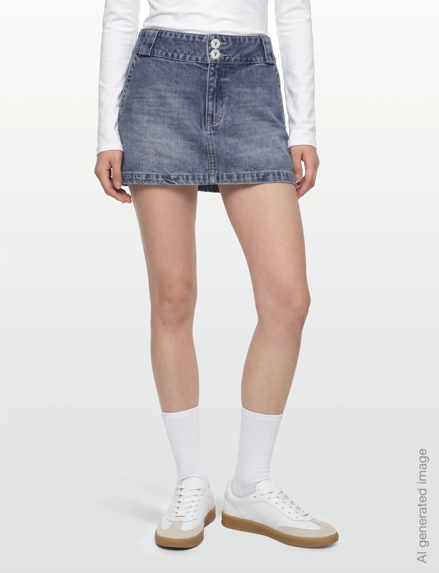 ABRAND - 99 LOW SKIRT BEBE TUXEDO BEBE - denimnederdele - blue - 3