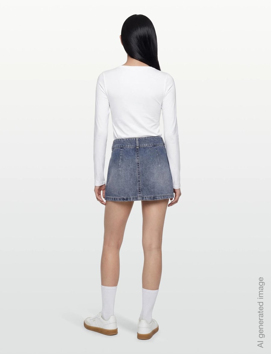 ABRAND - 99 LOW SKIRT BEBE TUXEDO BEBE - denimnederdele - blue - 4