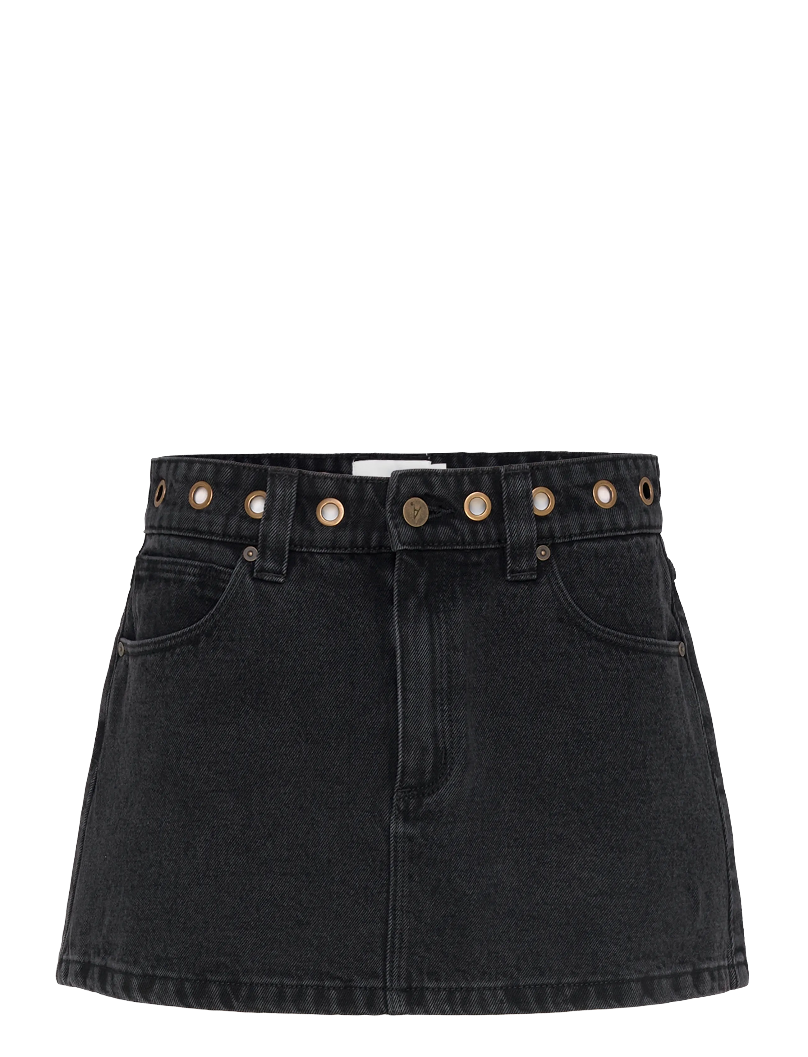 ABRAND 95 MID ALINE SKIRT BRIE EYELET BRIE - Short skirts - BLACK / black