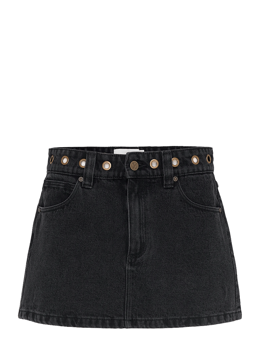 ABRAND - 95 MID ALINE SKIRT BRIE EYELET BRIE - denimnederdele - black - 1