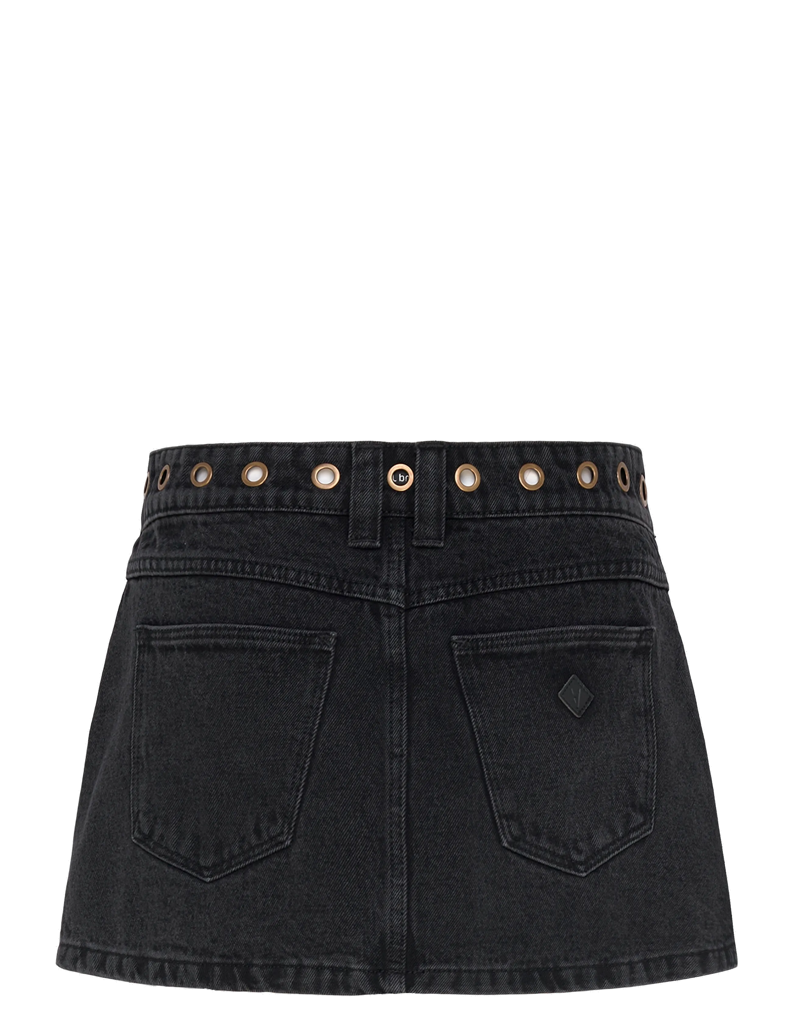 ABRAND - 95 MID ALINE SKIRT BRIE EYELET BRIE - jeansröcke - black - 2