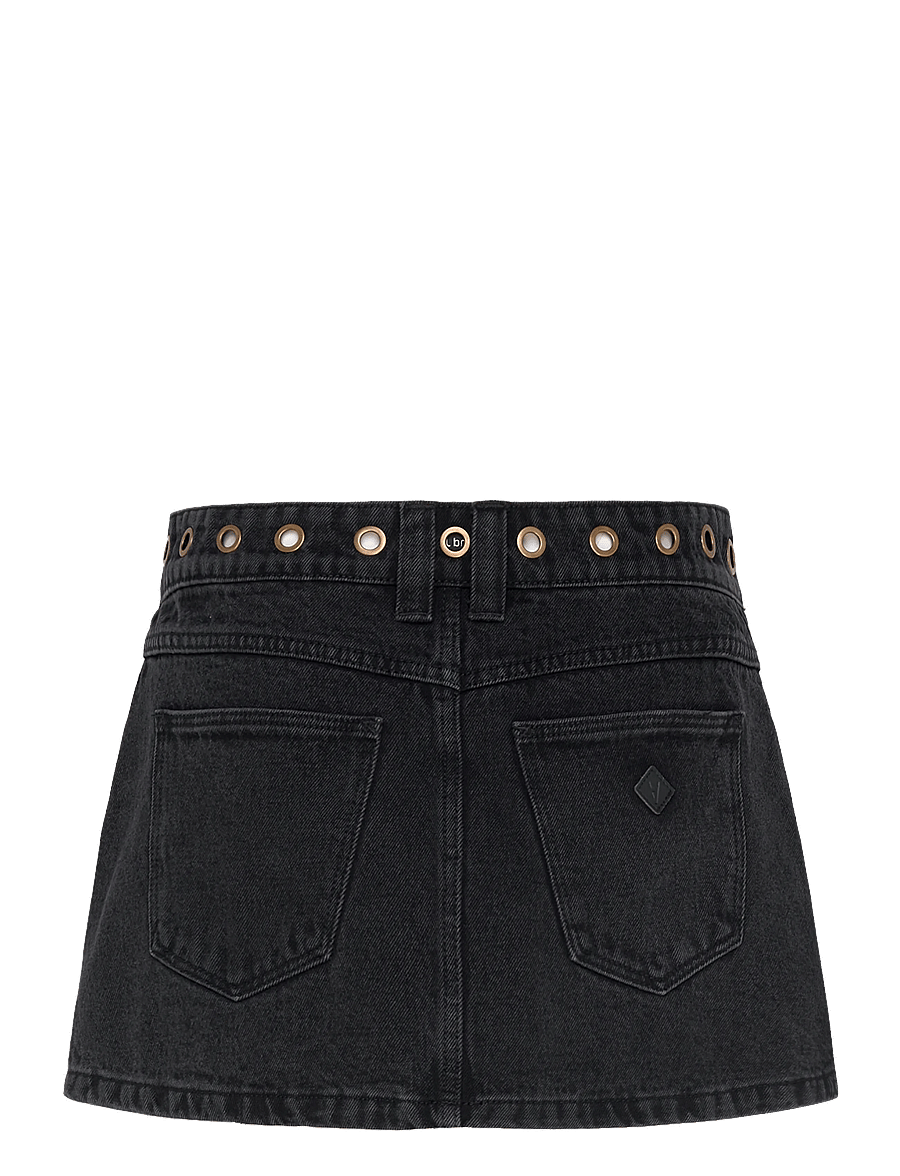ABRAND - 95 MID ALINE SKIRT BRIE EYELET BRIE - denimnederdele - black - 2