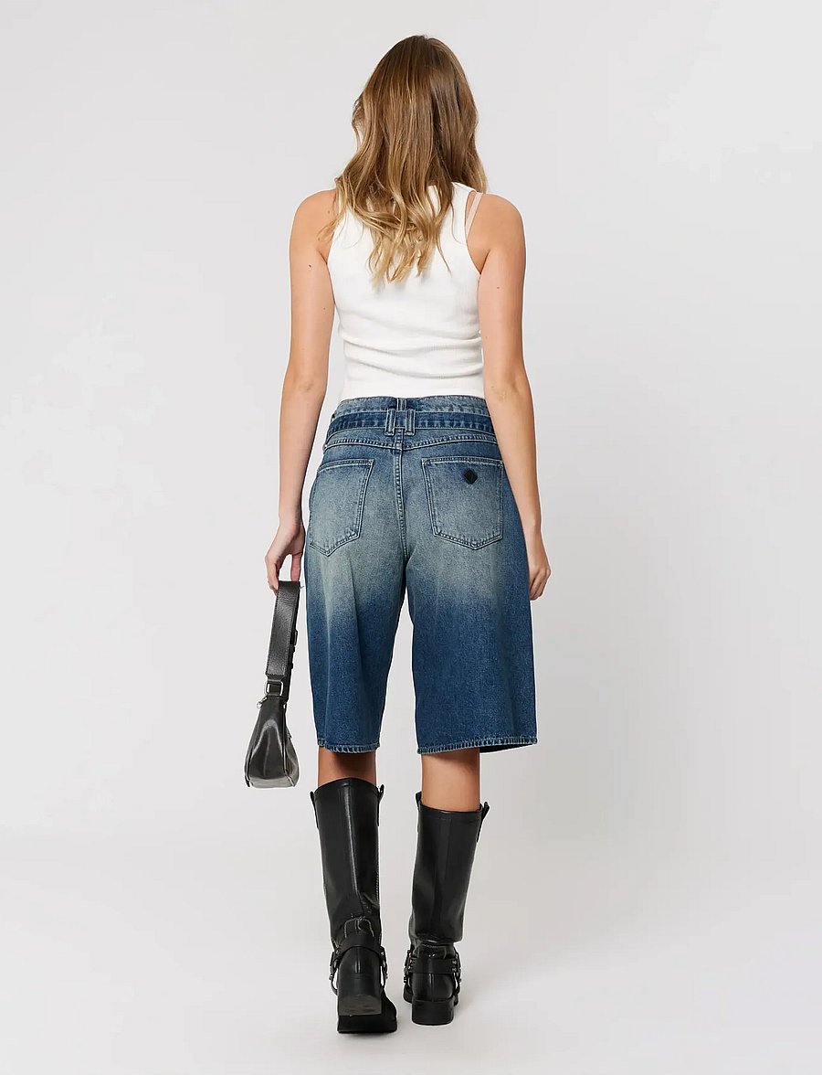 ABRAND - 95 MID SUPER BAGGY JORT MASON BELT MASON - jeansshorts - blue - 4