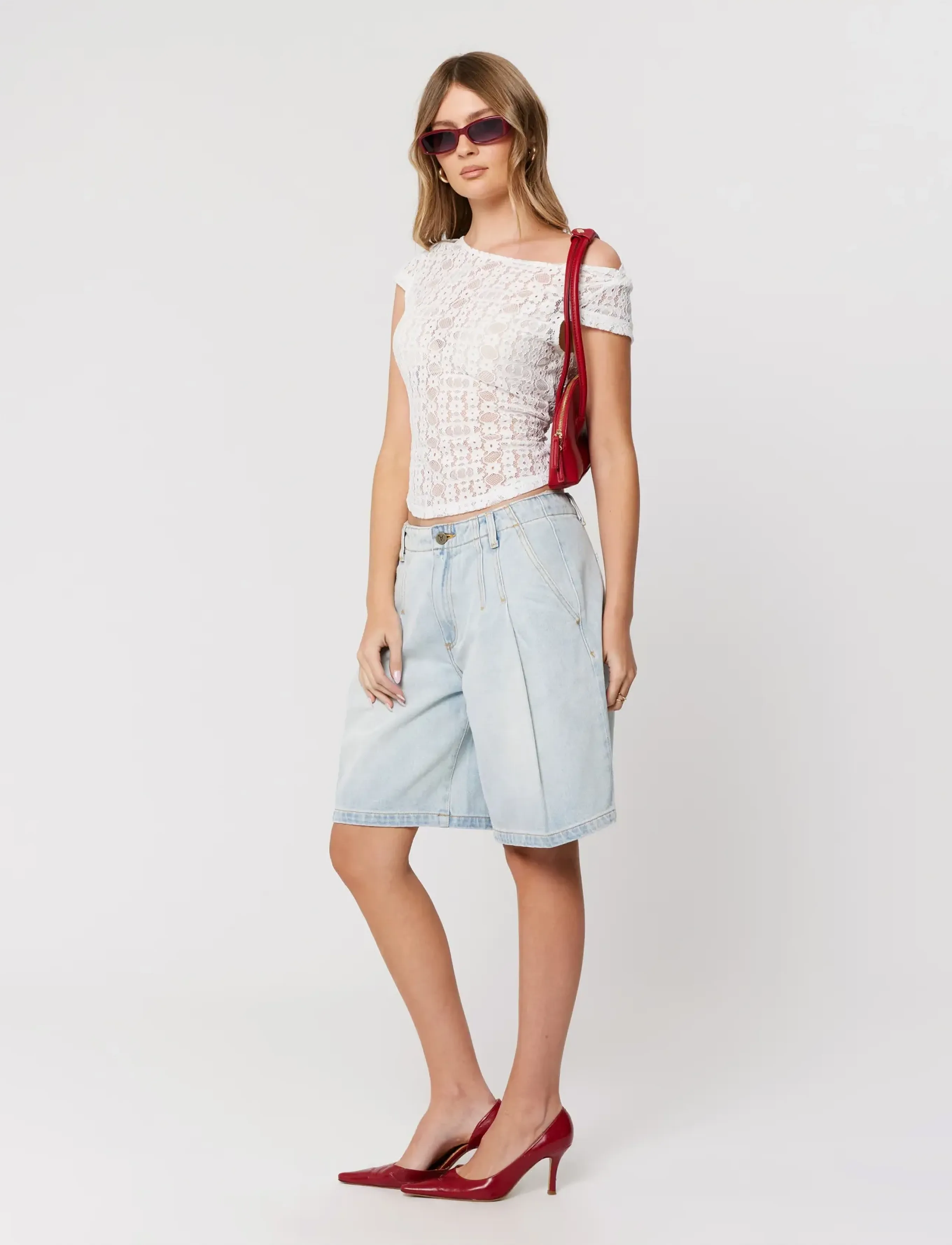 ABRAND - 95 MID PLEATED SHORT JANET JANET - shorts - blue - 3