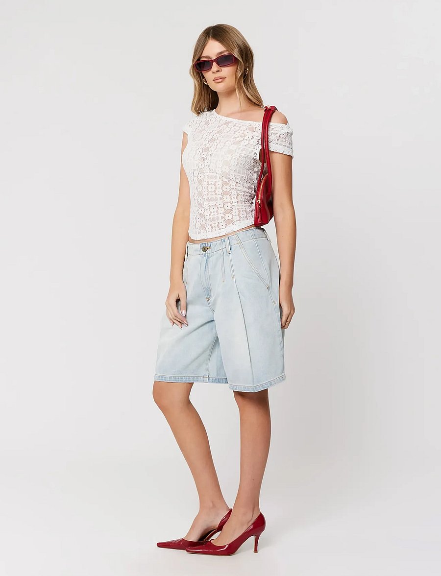 ABRAND - 95 MID PLEATED SHORT JANET JANET - jeansshorts - blue - 3