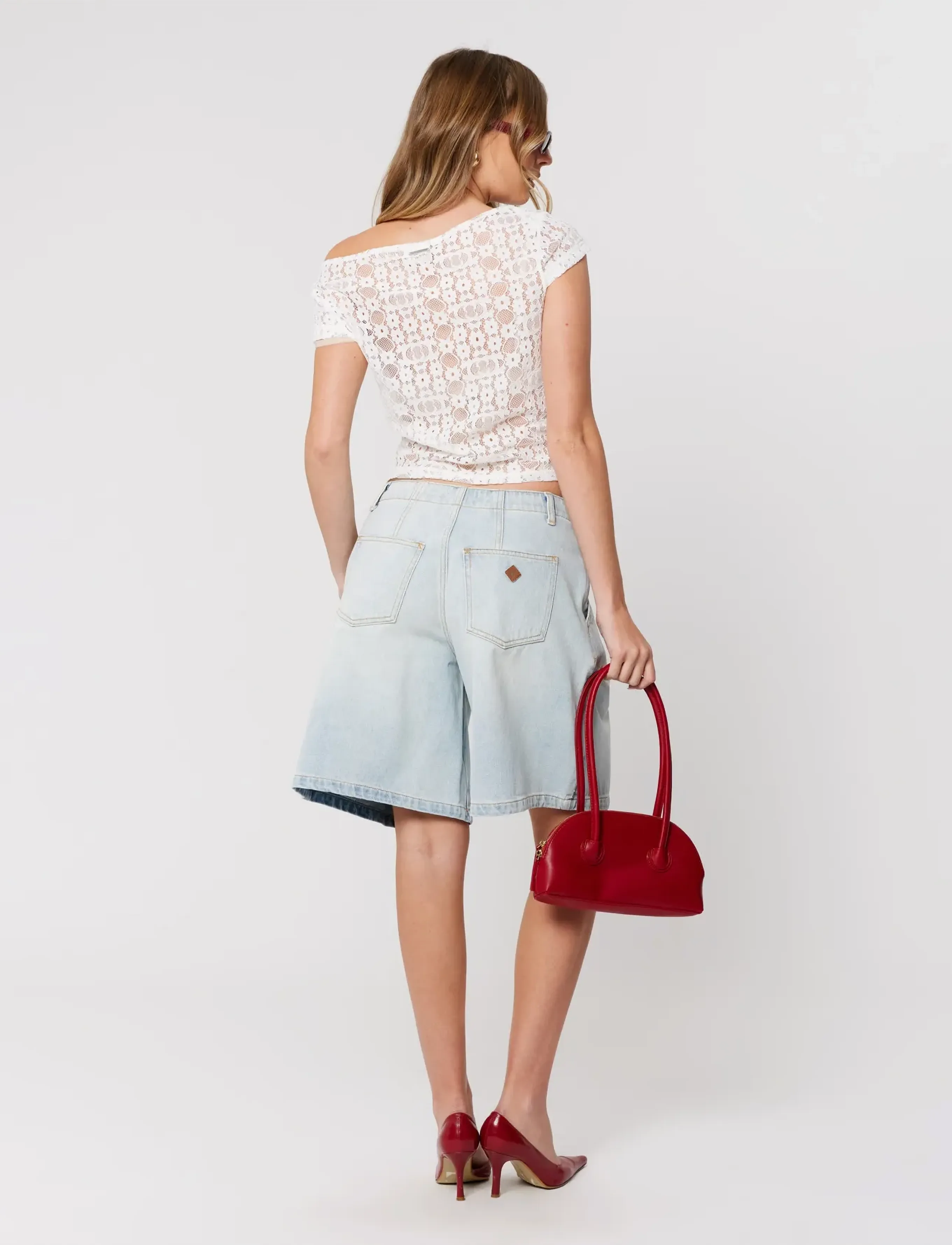 ABRAND - 95 MID PLEATED SHORT JANET JANET - shorts - blue - 4