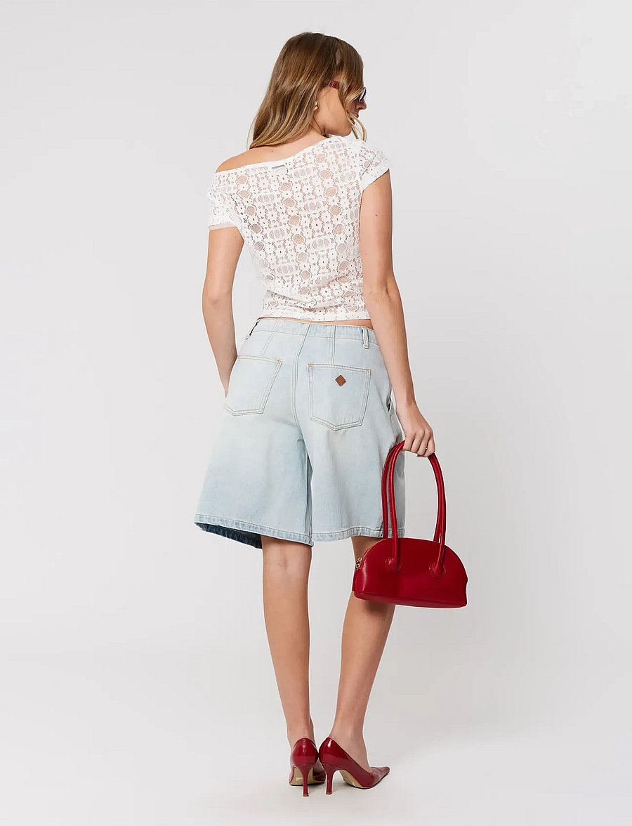 ABRAND - 95 MID PLEATED SHORT JANET JANET - jeansshorts - blue - 4