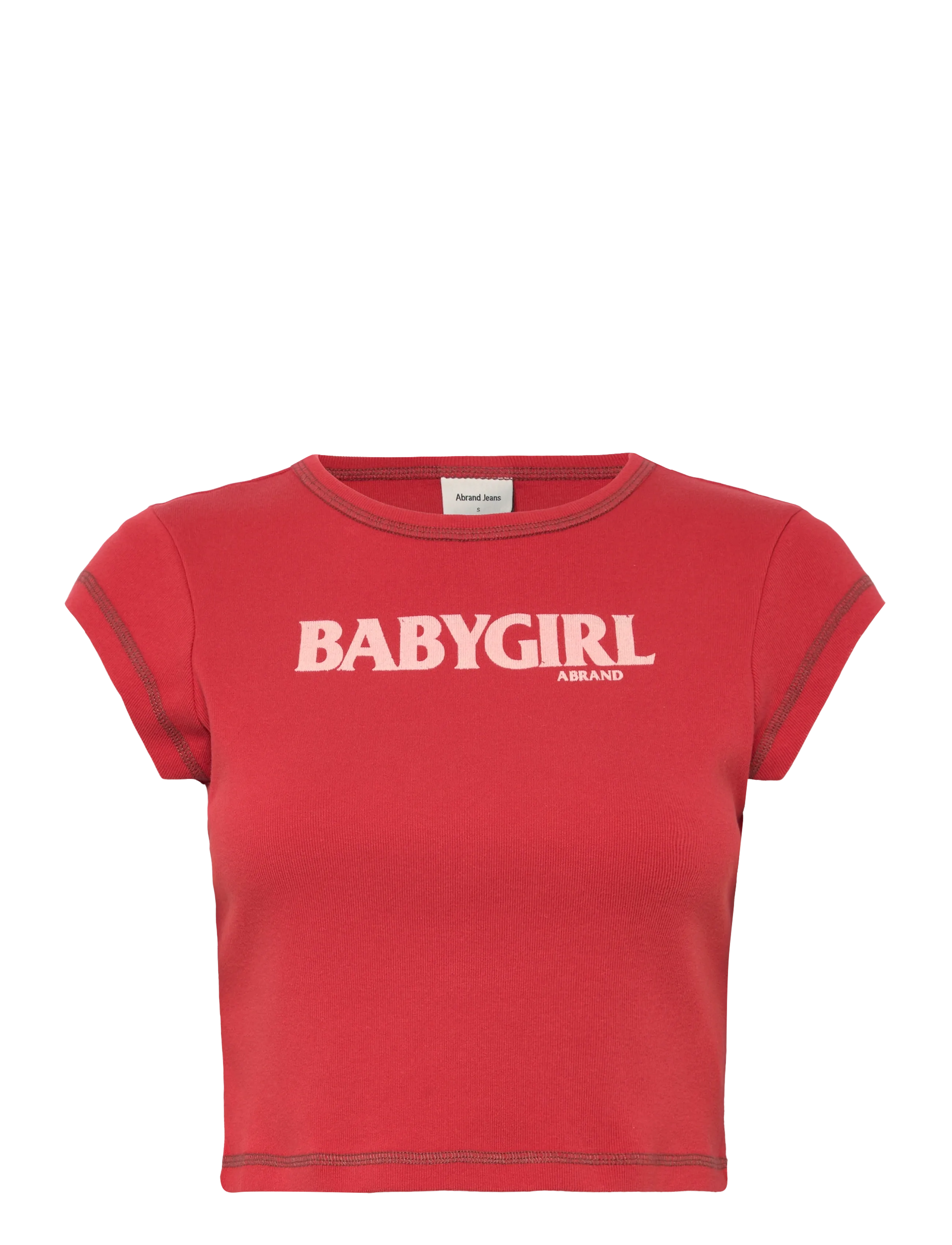 ABRAND BABYGIRL RIB CROPPED TEE RED - Tøj - RED / red