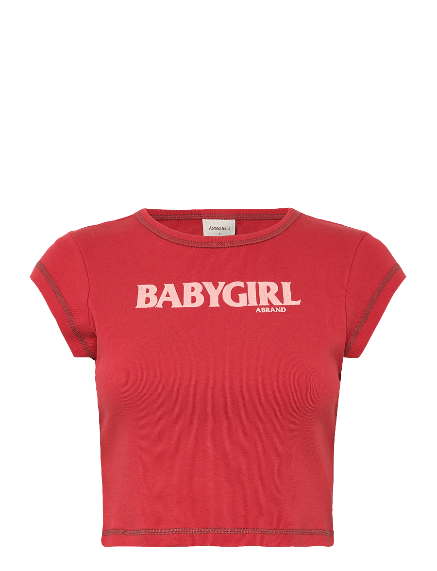 ABRAND - BABYGIRL RIB CROPPED TEE RED - crop tops - red - 1