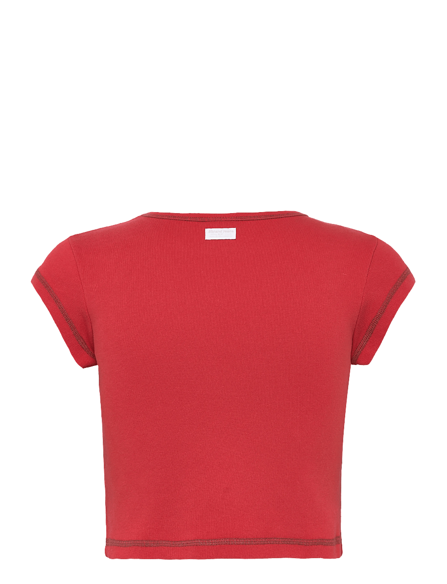 ABRAND - BABYGIRL RIB CROPPED TEE RED - crop tops - red - 2