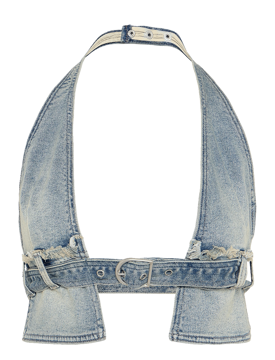 ABRAND - HALTER BELT TOP MIKEYMIKEY - crop tops - blue - 1