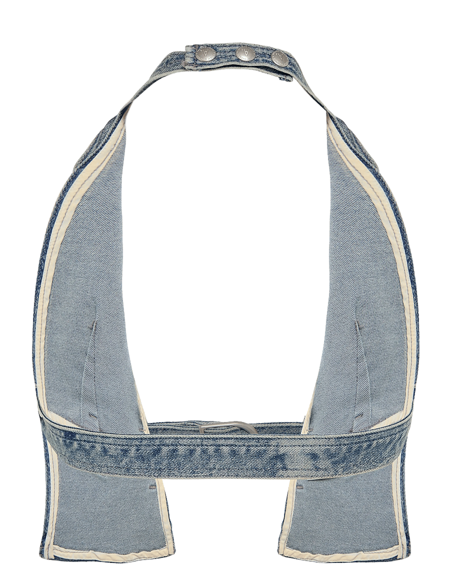 ABRAND - HALTER BELT TOP MIKEYMIKEY - crop tops - blue - 2