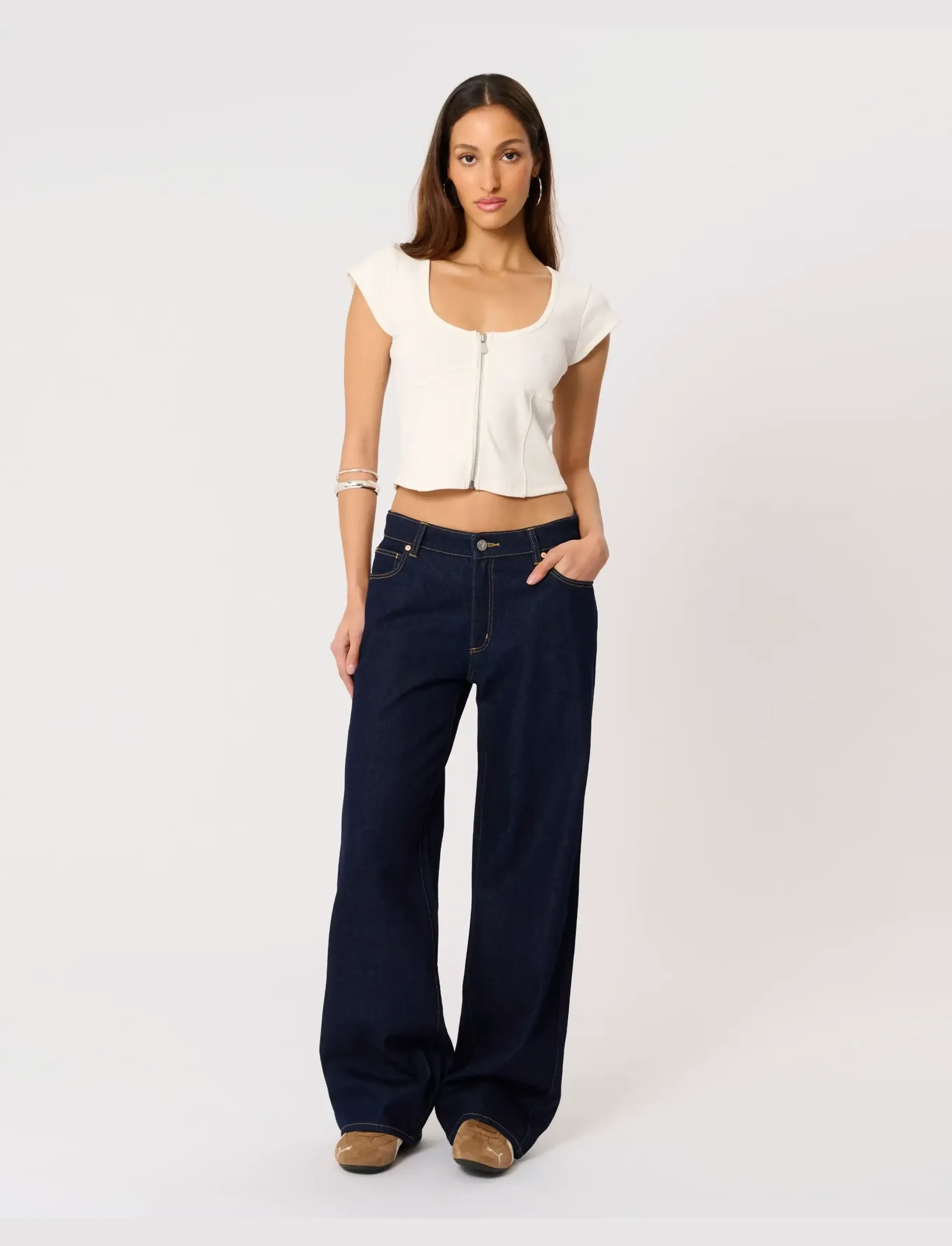 ABRAND 99 Low Baggy Rinse Rcyrinse Denim, Kvinder, Baggy Jeans, Blå, Str: 25