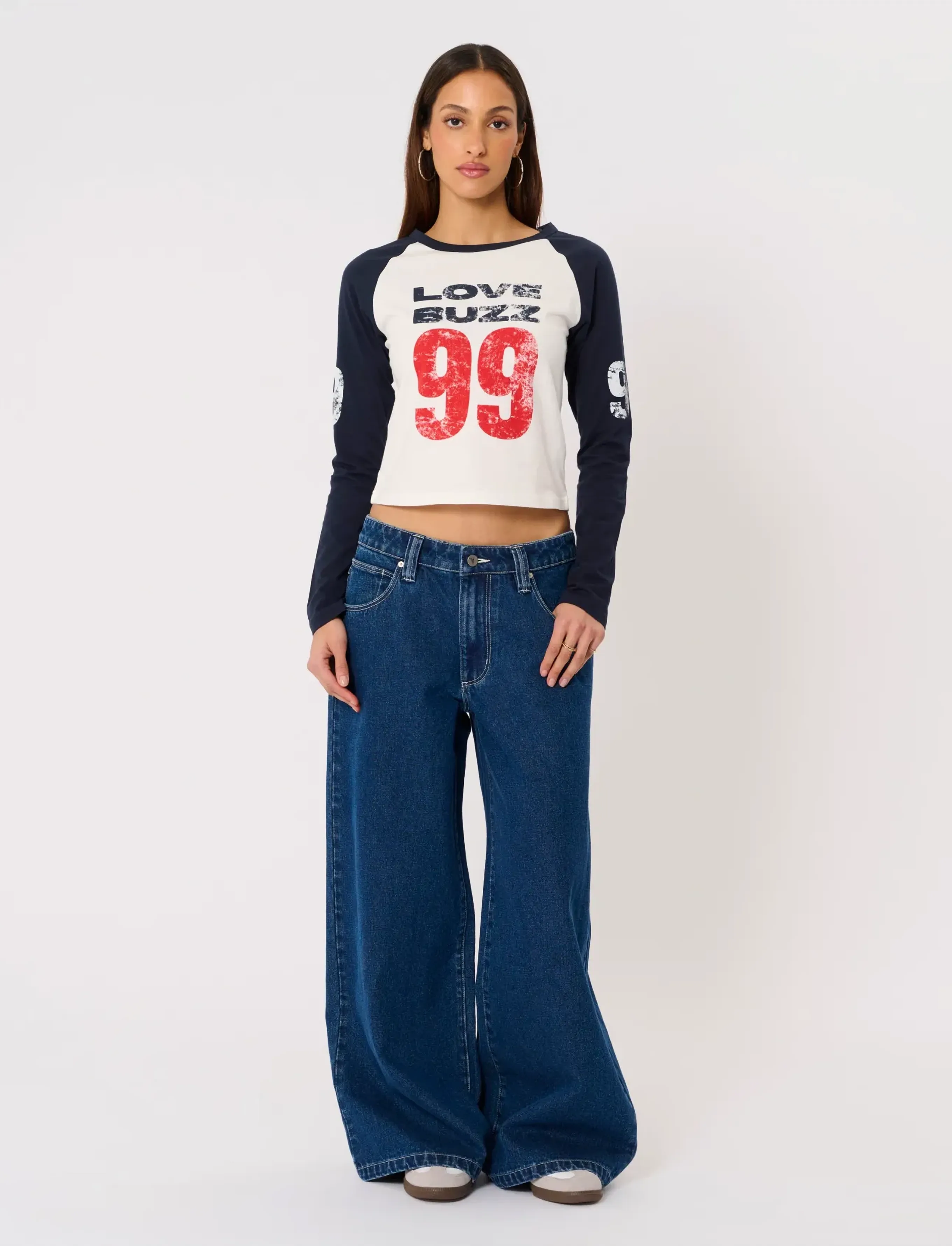 ABRAND - LOVE BUZZ RAGLANWHITE/NAVY - långärmade toppar - multi - 3