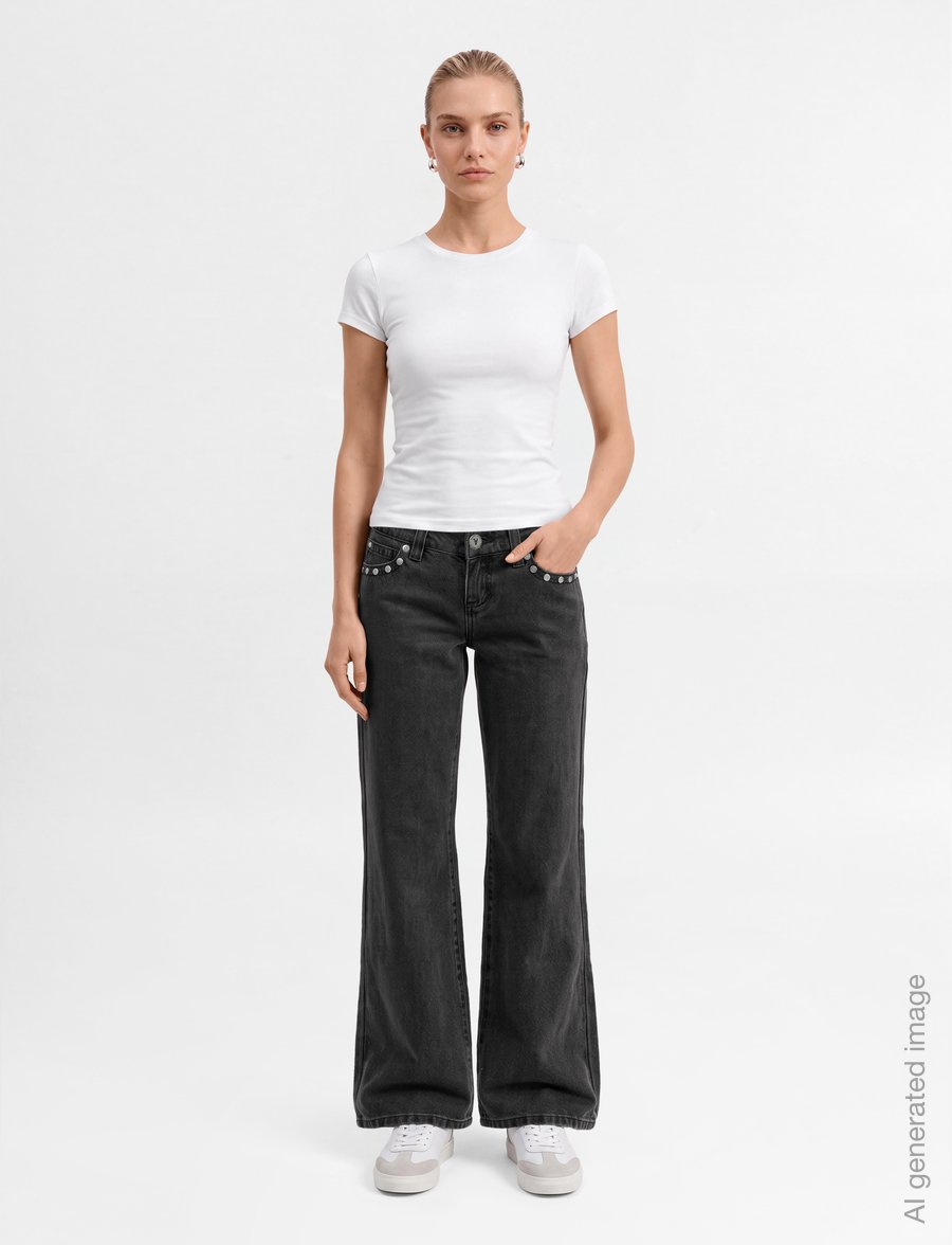 ABRAND - 00 SUPER LOW WIDE NIXIE STUD RCY - hosen mit weitem bein - grey - 0