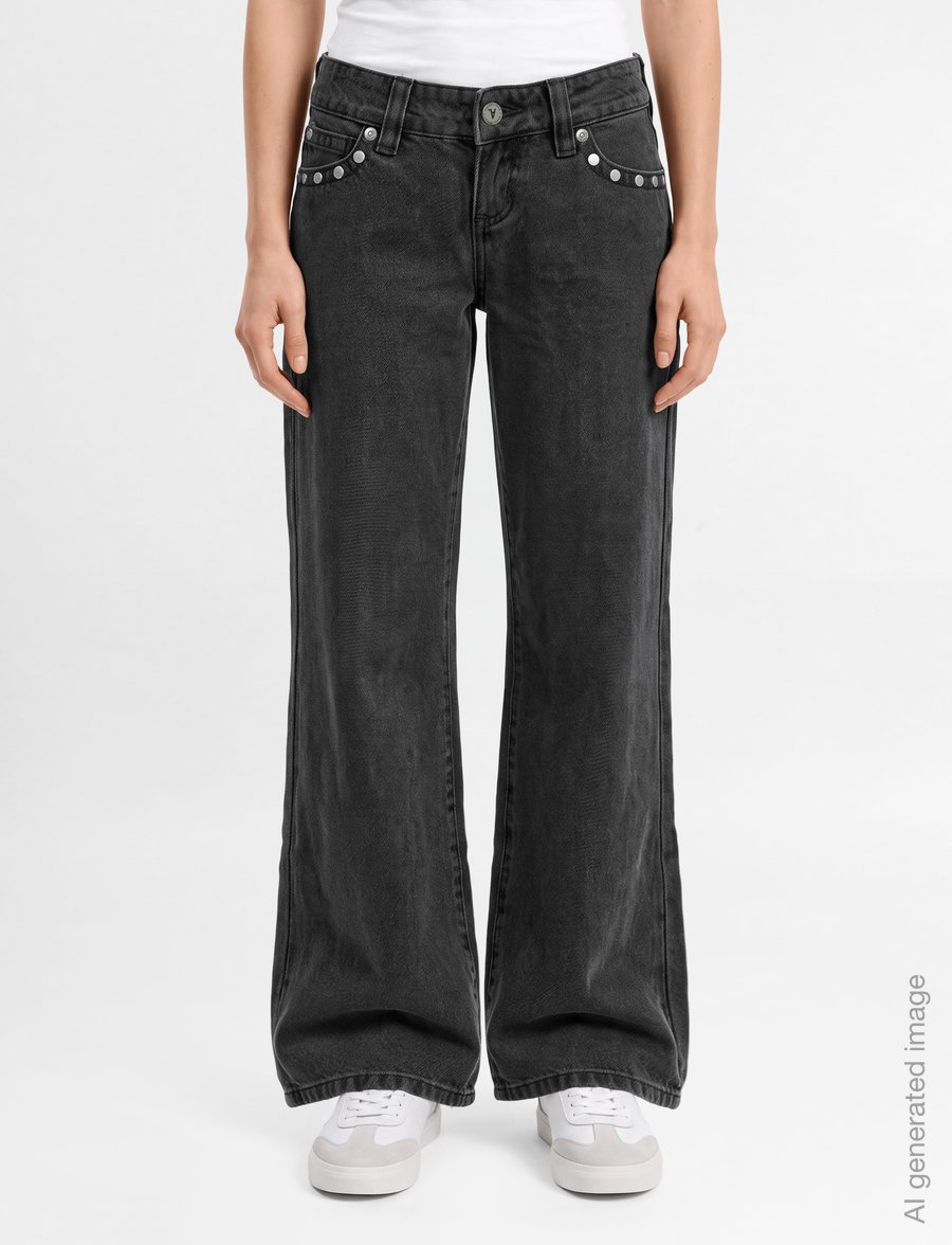 ABRAND - 00 SUPER LOW WIDE NIXIE STUD RCY - hosen mit weitem bein - grey - 3