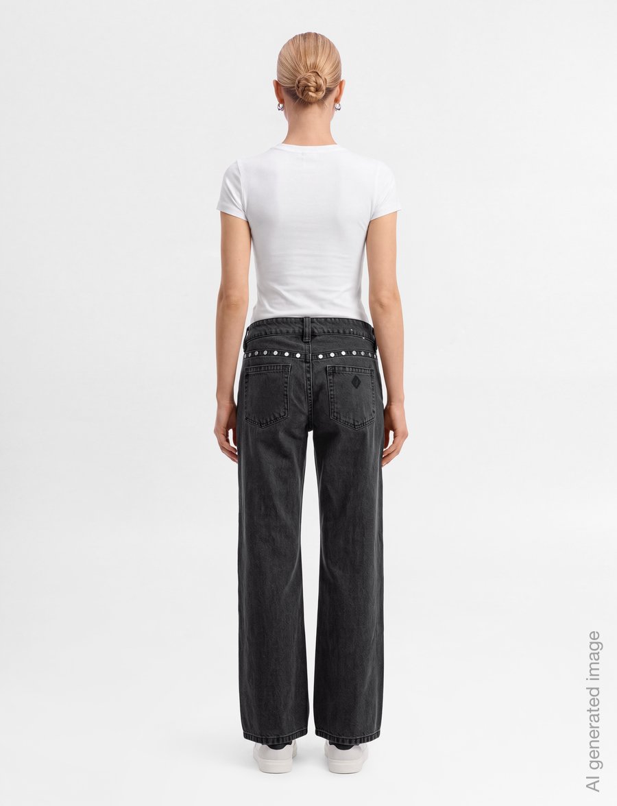 ABRAND - 00 SUPER LOW WIDE NIXIE STUD RCY - hosen mit weitem bein - grey - 4
