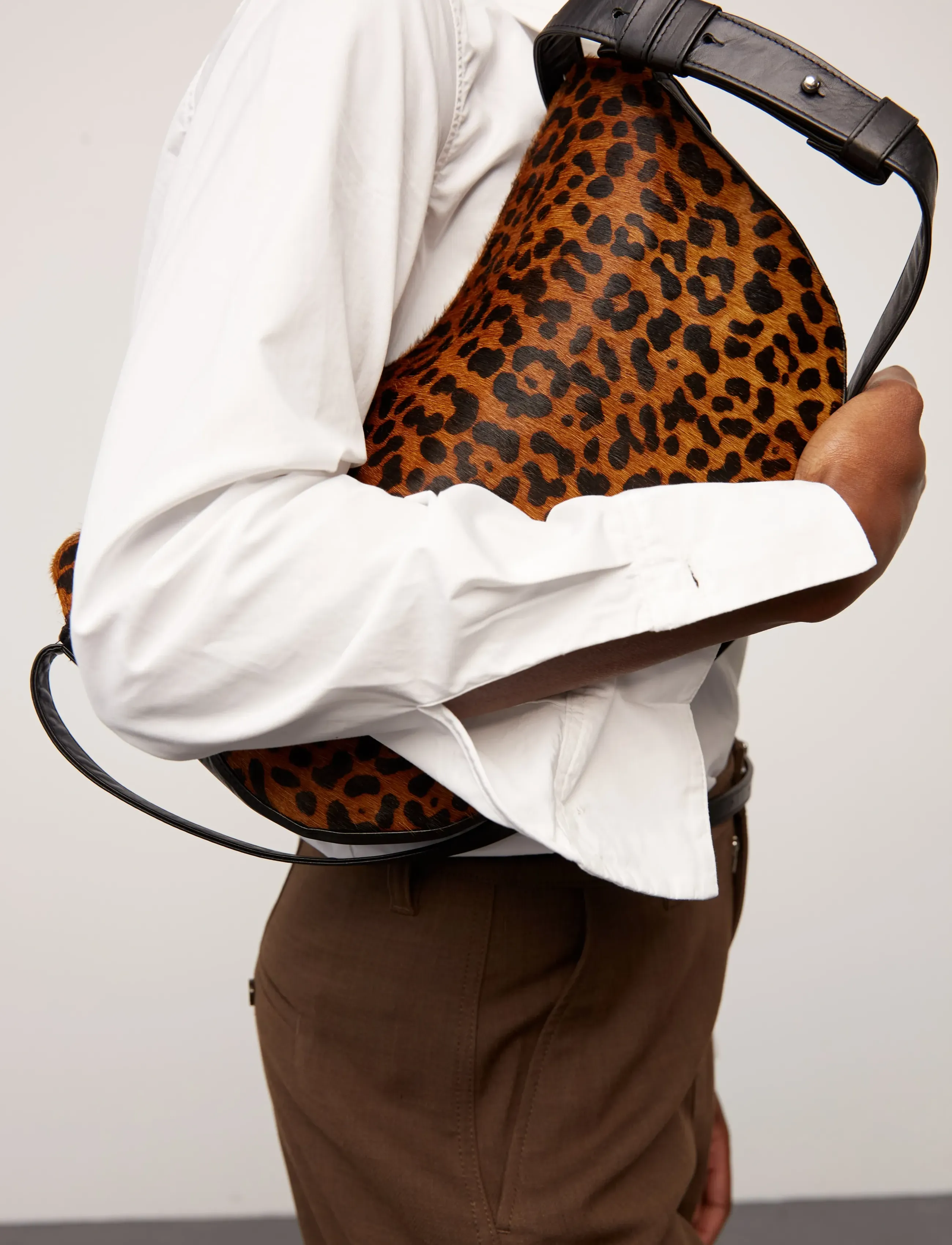 Adax Amalfi Leo Shoulder Bag Alba, Kvinder, Leopardmønstret Skuldertaske, Sort, Str: ONE SIZE
