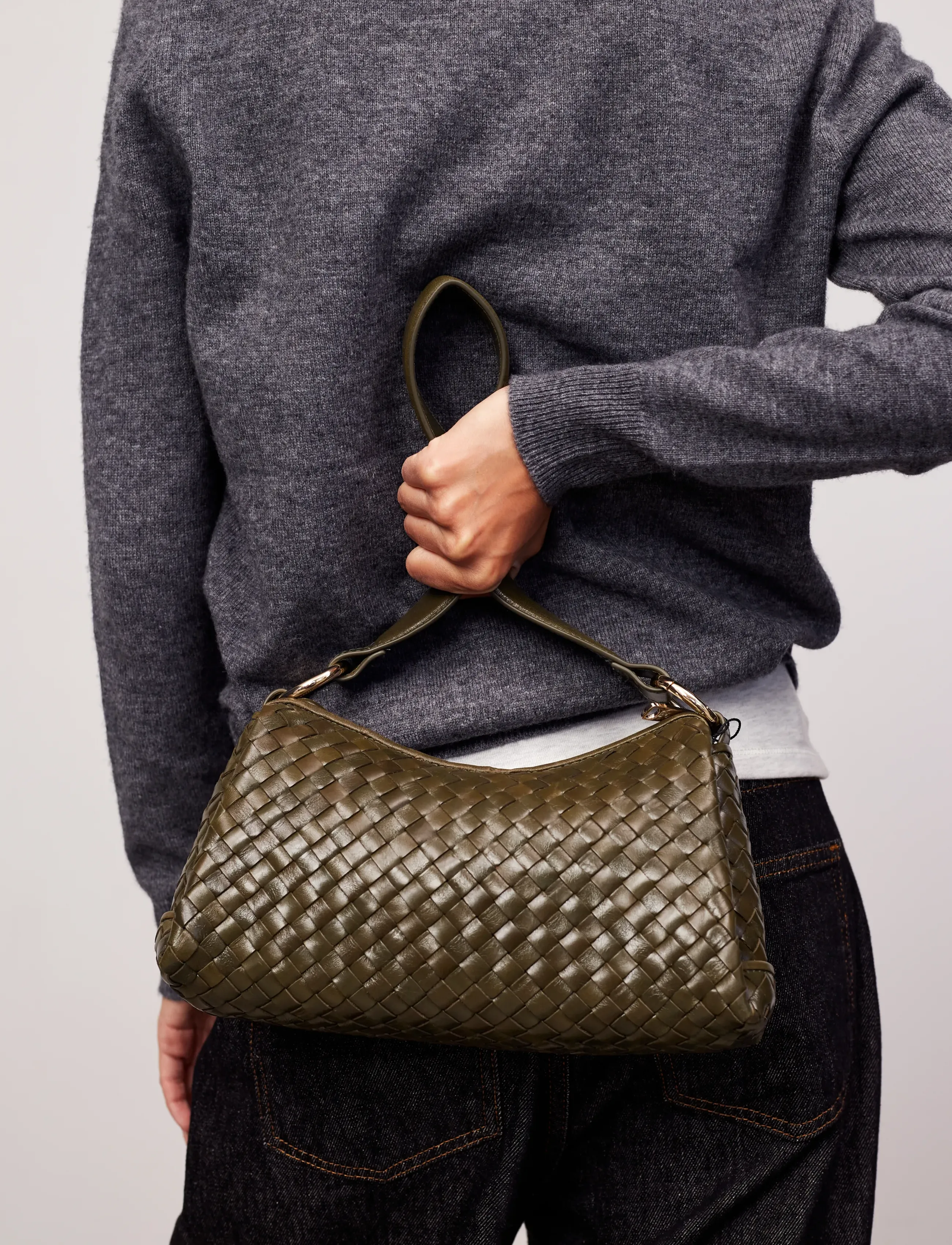 Adax Salerno Shoulder Bag Eleonora, Kvinder, Vævet Skuldertaske, Kakigrøn, Str: ONE SIZE