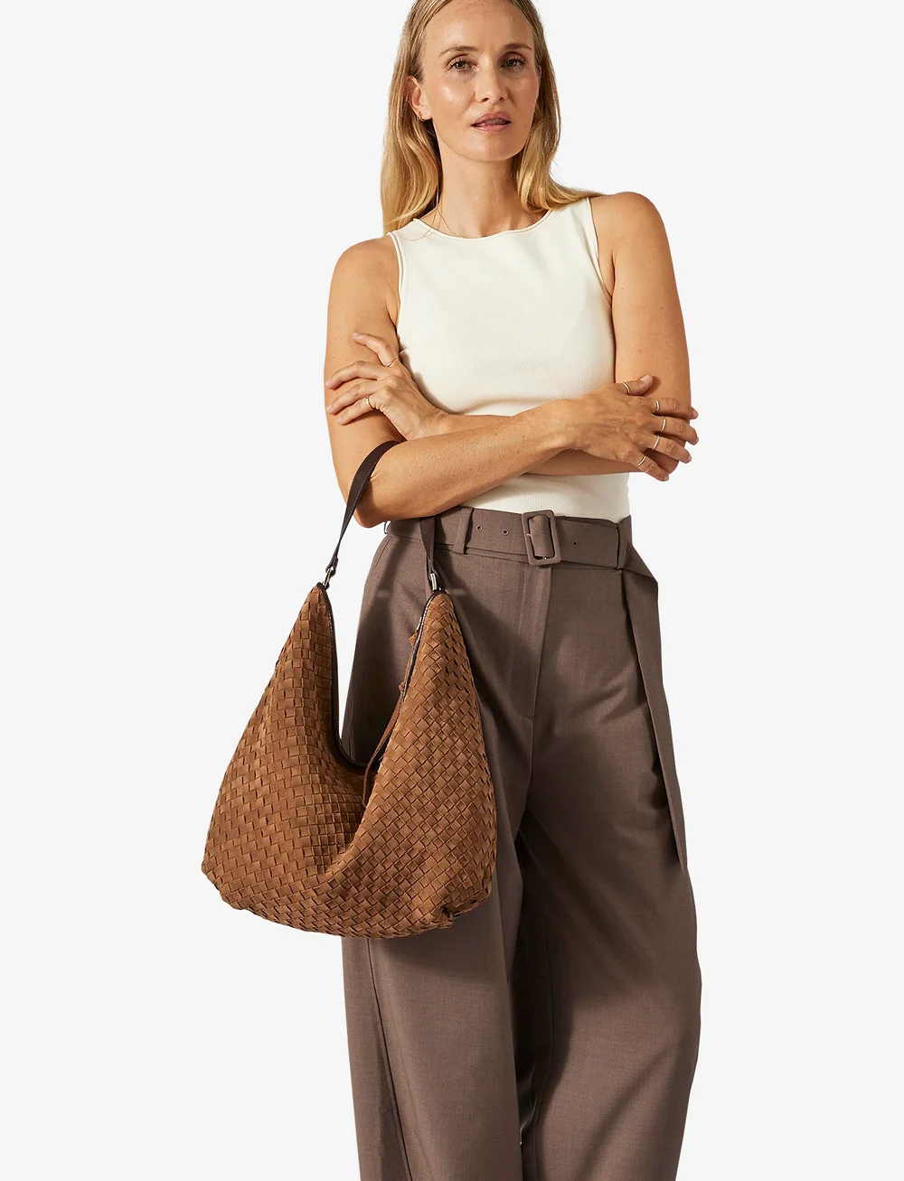 Adax - Rozzano Mindy braided - shoppingväskor - latte - 0