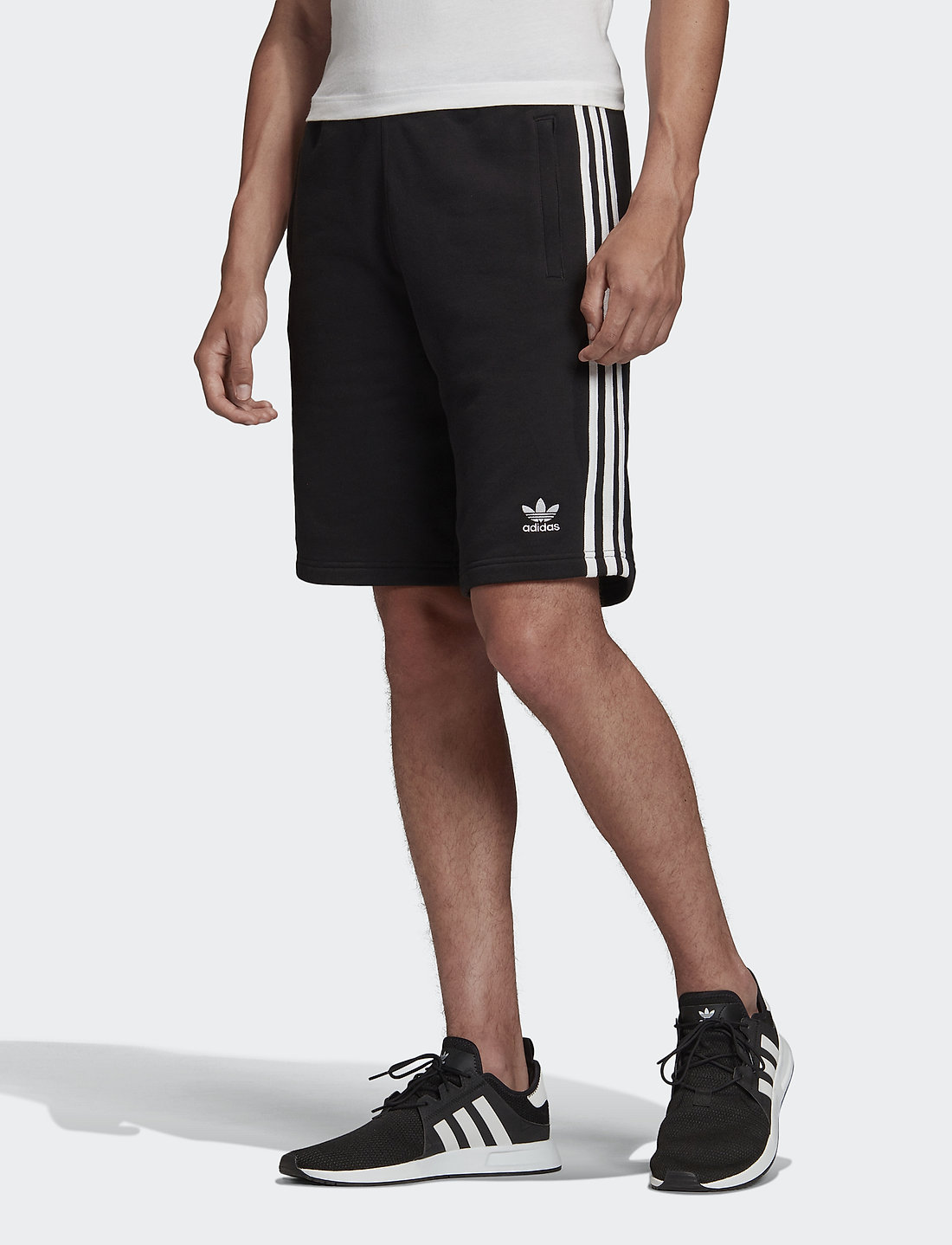 Adidas 3 sales stripe shorts grey