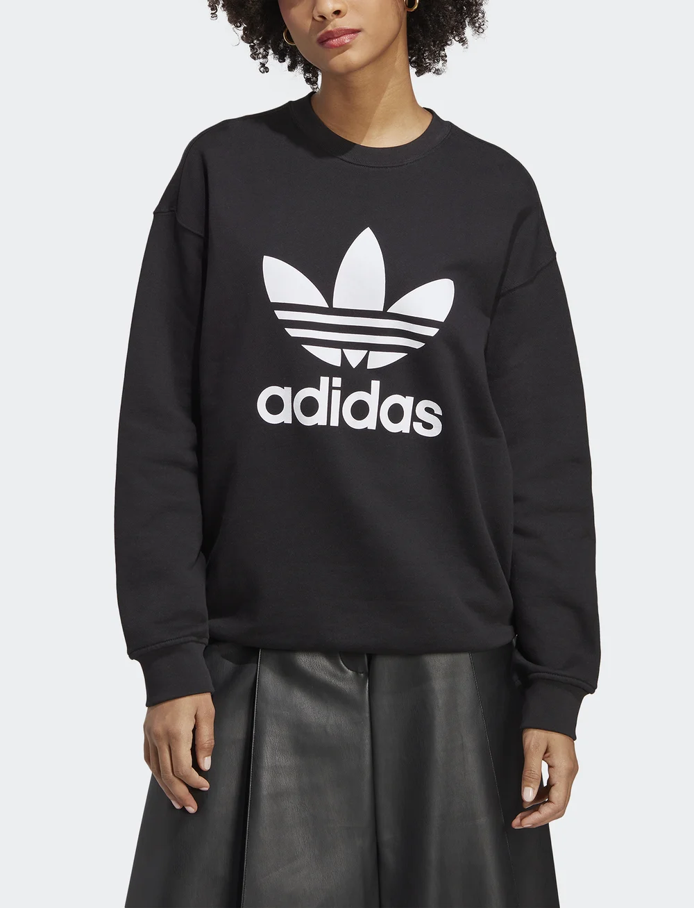 adidas Originals - Trefoil Crew Sweatshirt - Överdelar - black/white - 4
