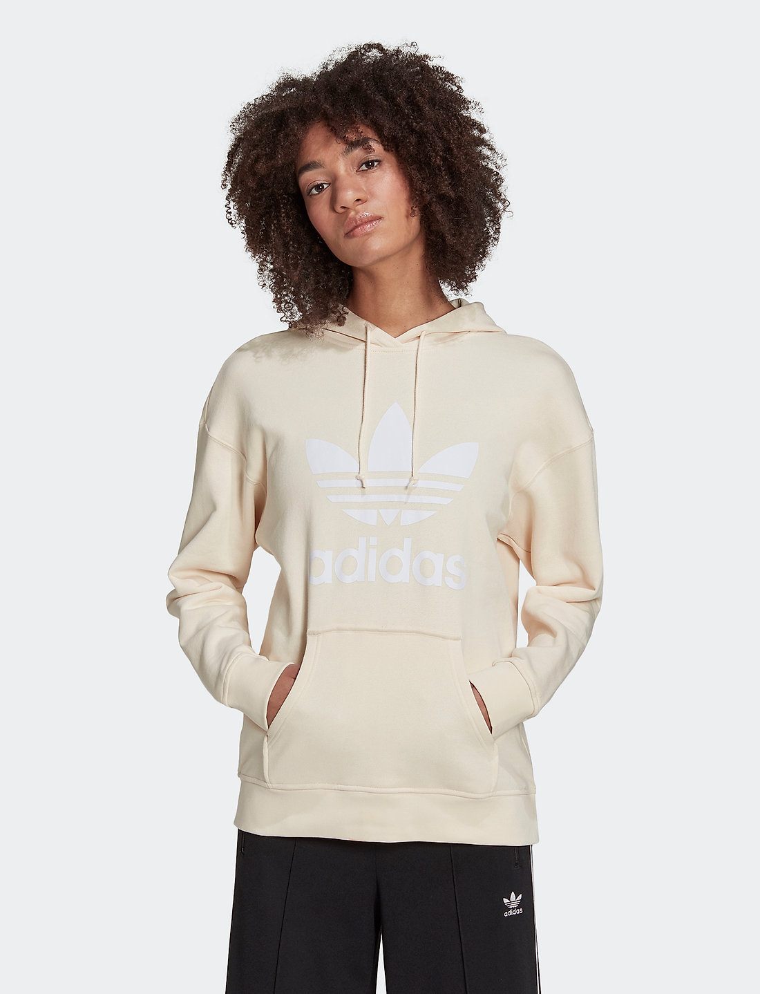 Adidas trefoil shop hoodie women's white
