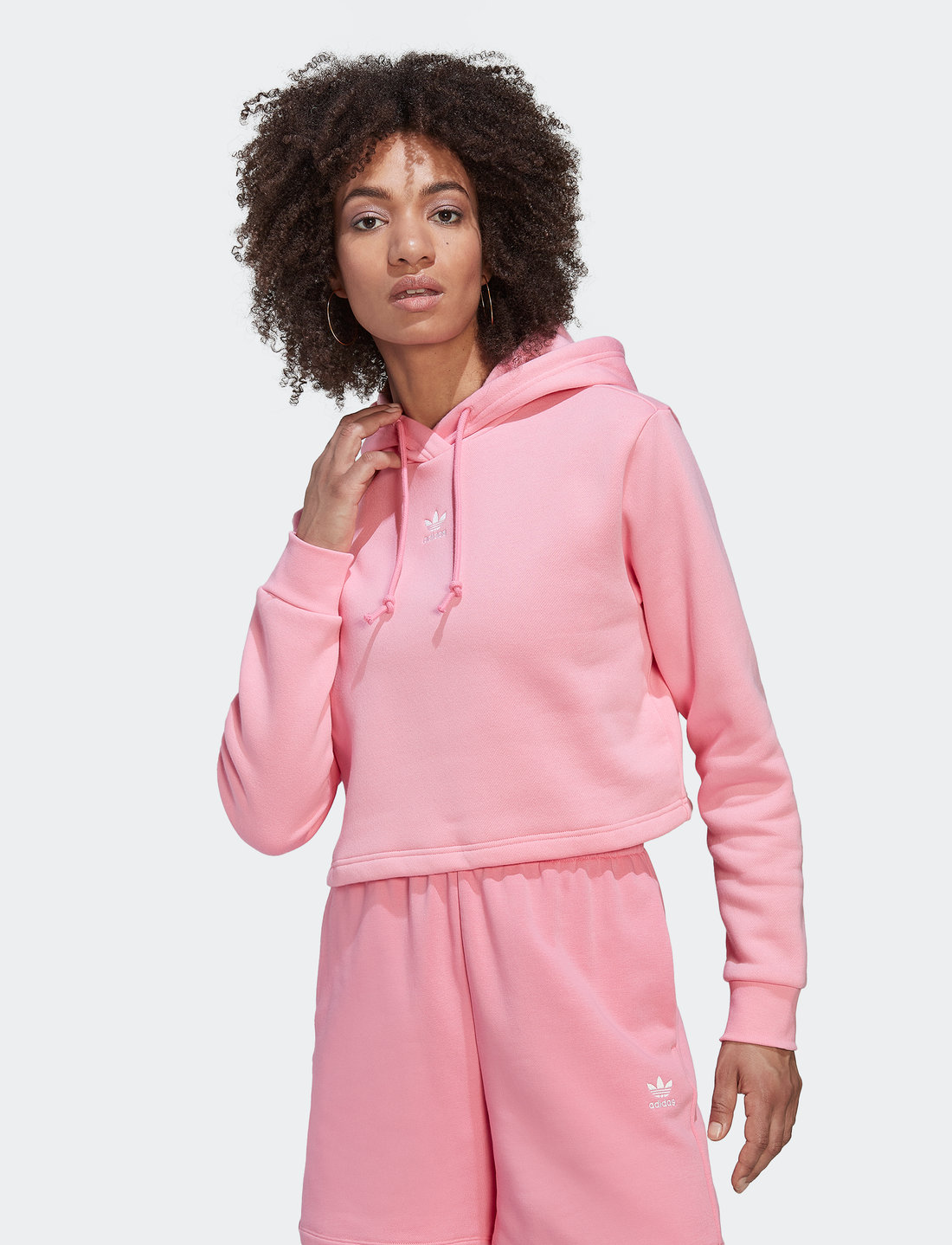 Adidas originals adicolor 3 stripes cropped hoodie sweatshirt hotsell