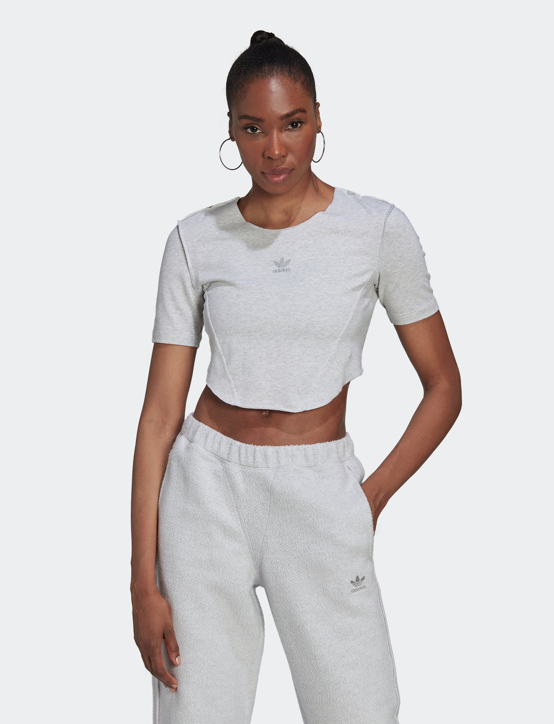 Adidas originals white crop top best sale