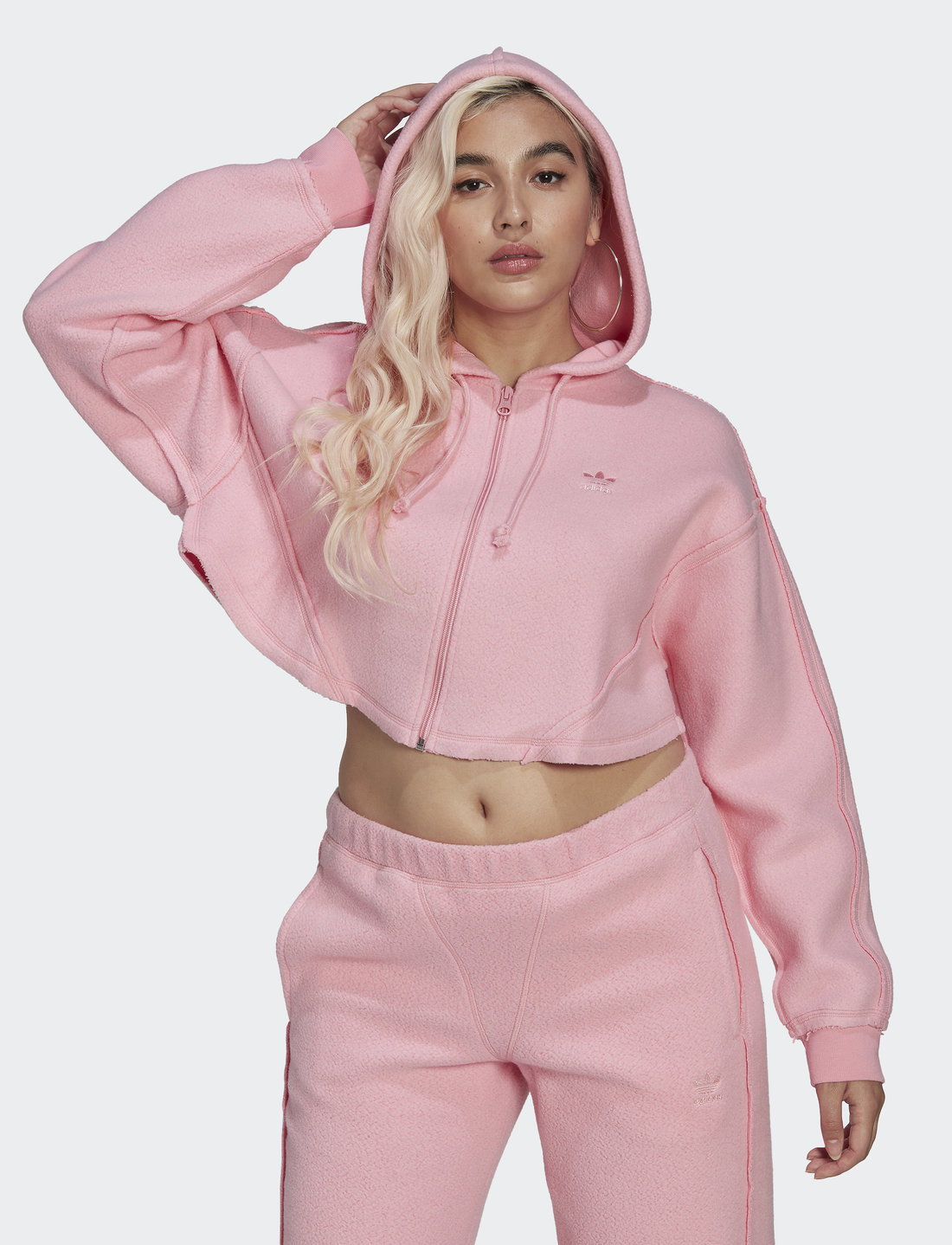 Adidas originals lurex tape crop overhead hoodie hotsell