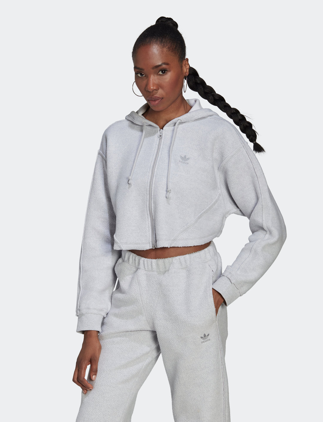 Adidas cropped zip hoodie hotsell