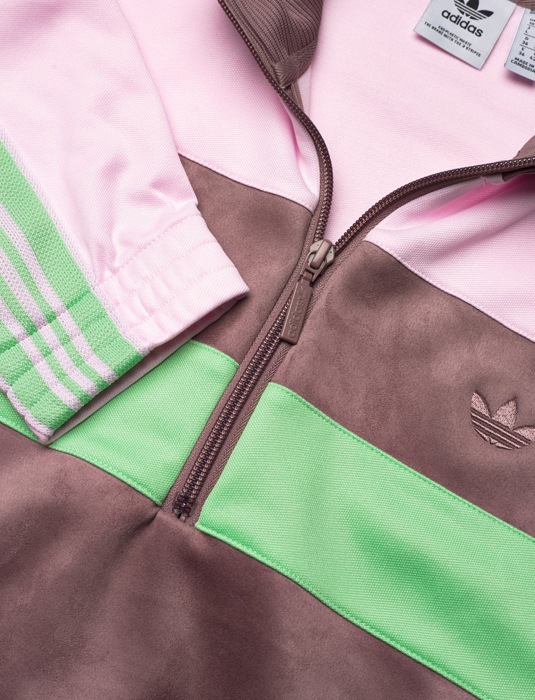 adidas Originals Blocked Suede Half Zip Sweatshirt With Tape