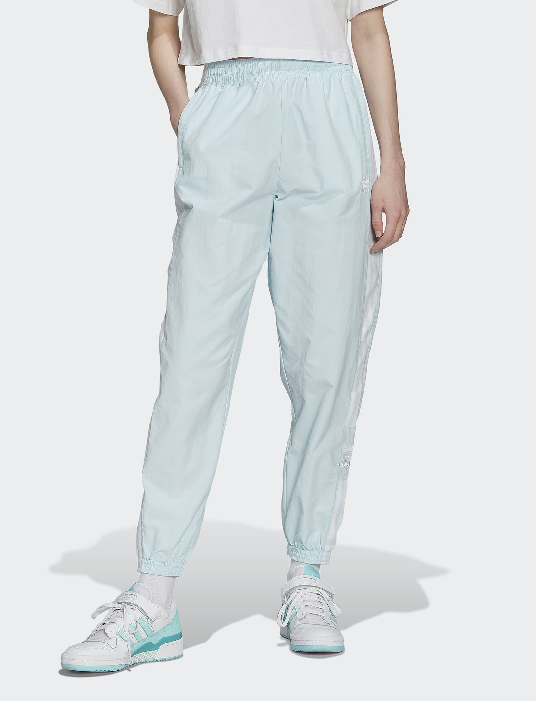 Light blue adidas track top pants