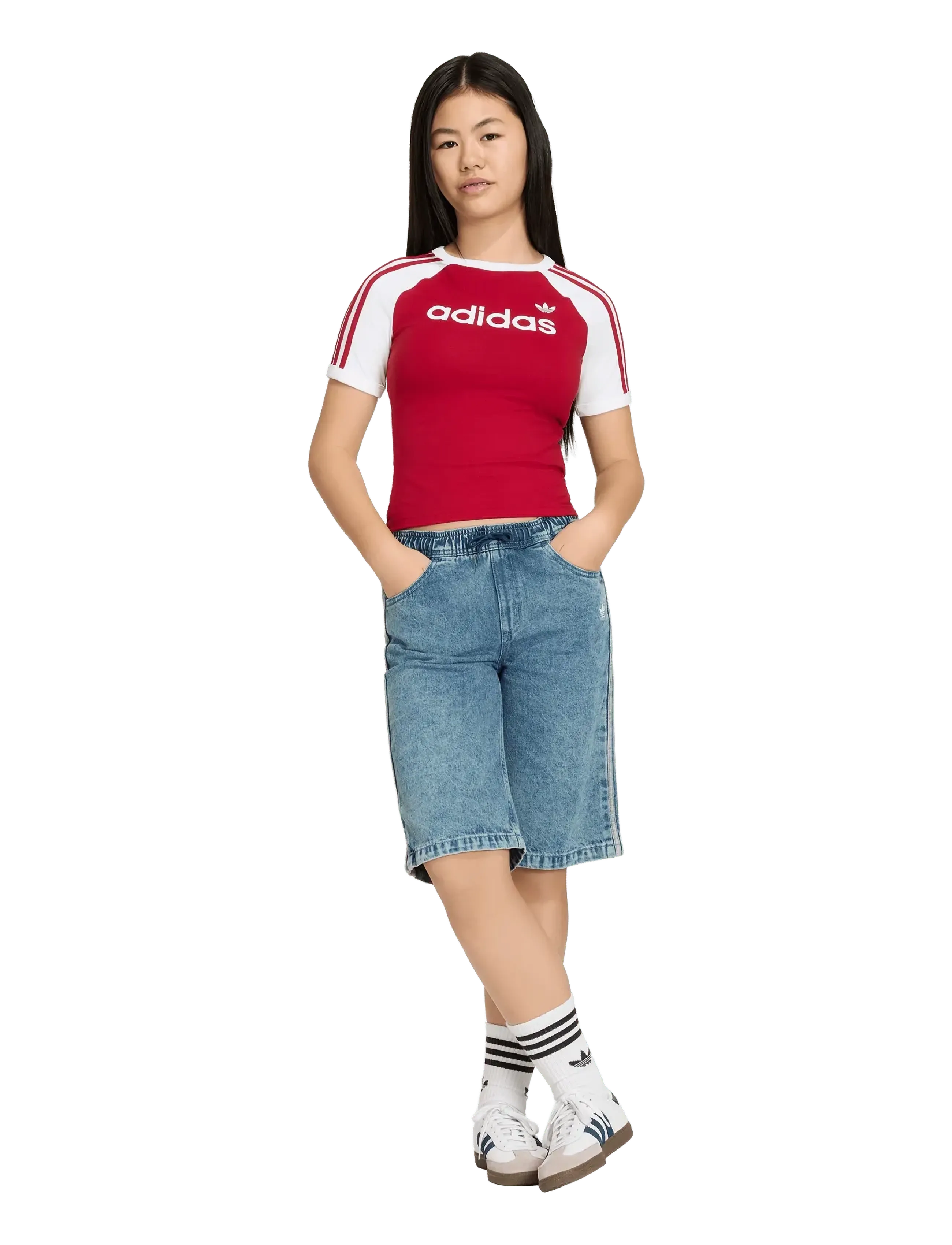 adidas Originals - 3S SL TEE - short-sleeved t-shirts - tmvire/white - 2