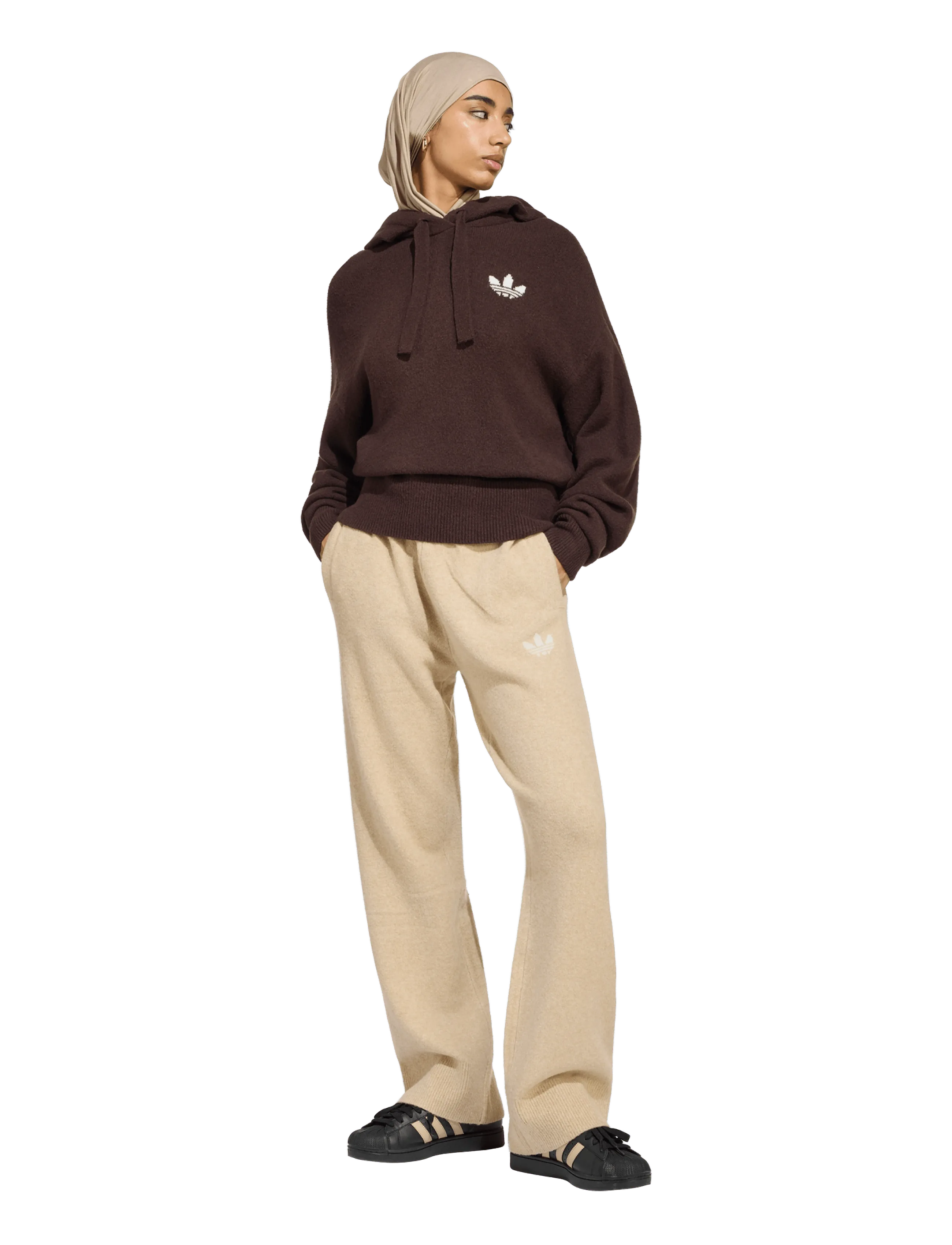 adidas Originals Ess Knt Hd, Damen, Strick Hoodie, Braun, Gr.M