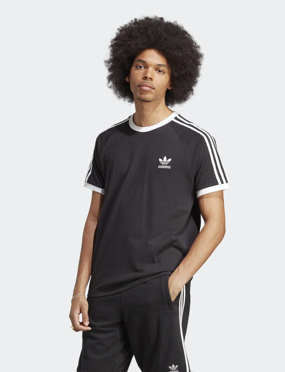 Black adidas 3 stripe t shirt sales