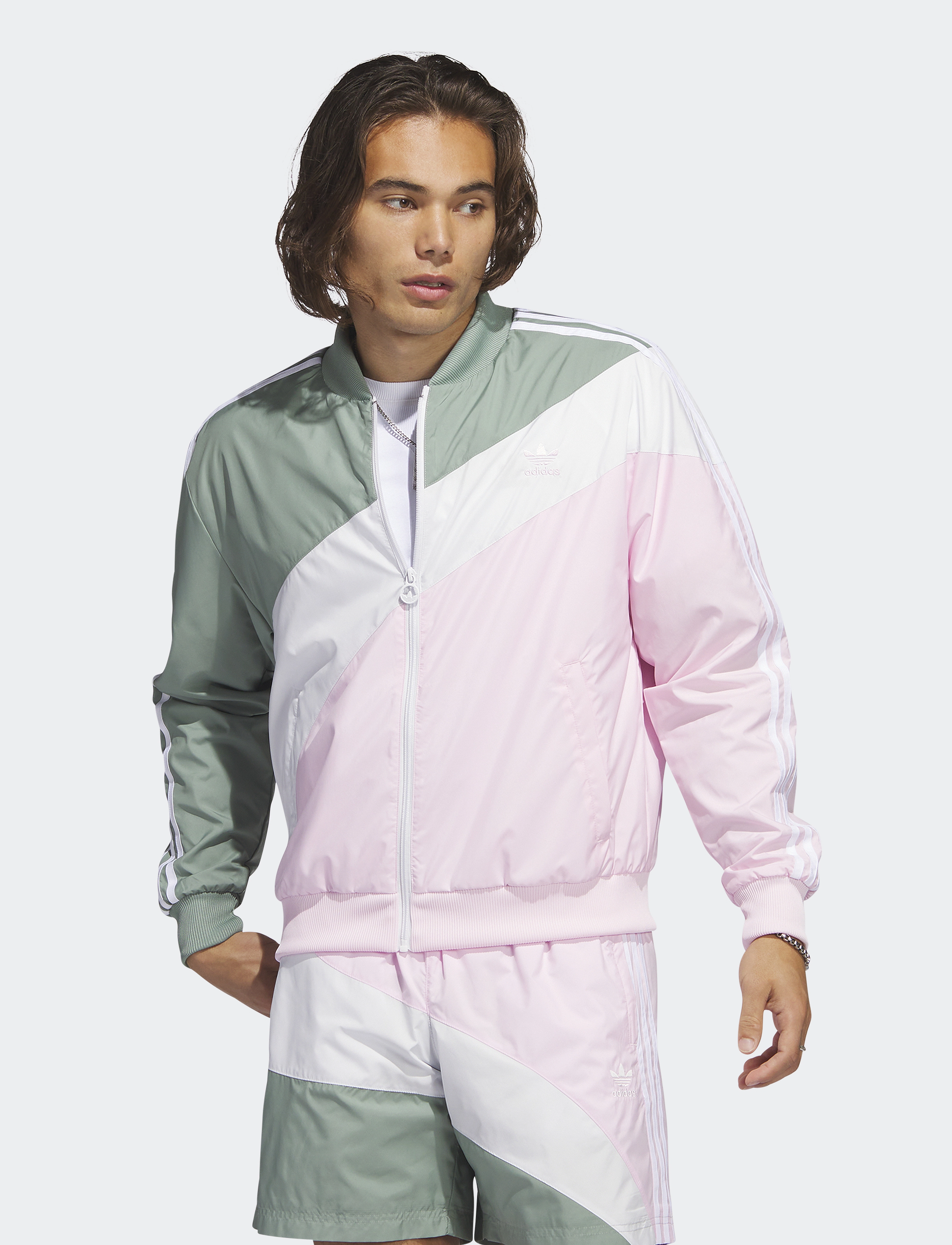 adidas Originals - Swirl Woven Track Top - silgrn/clpink - 2