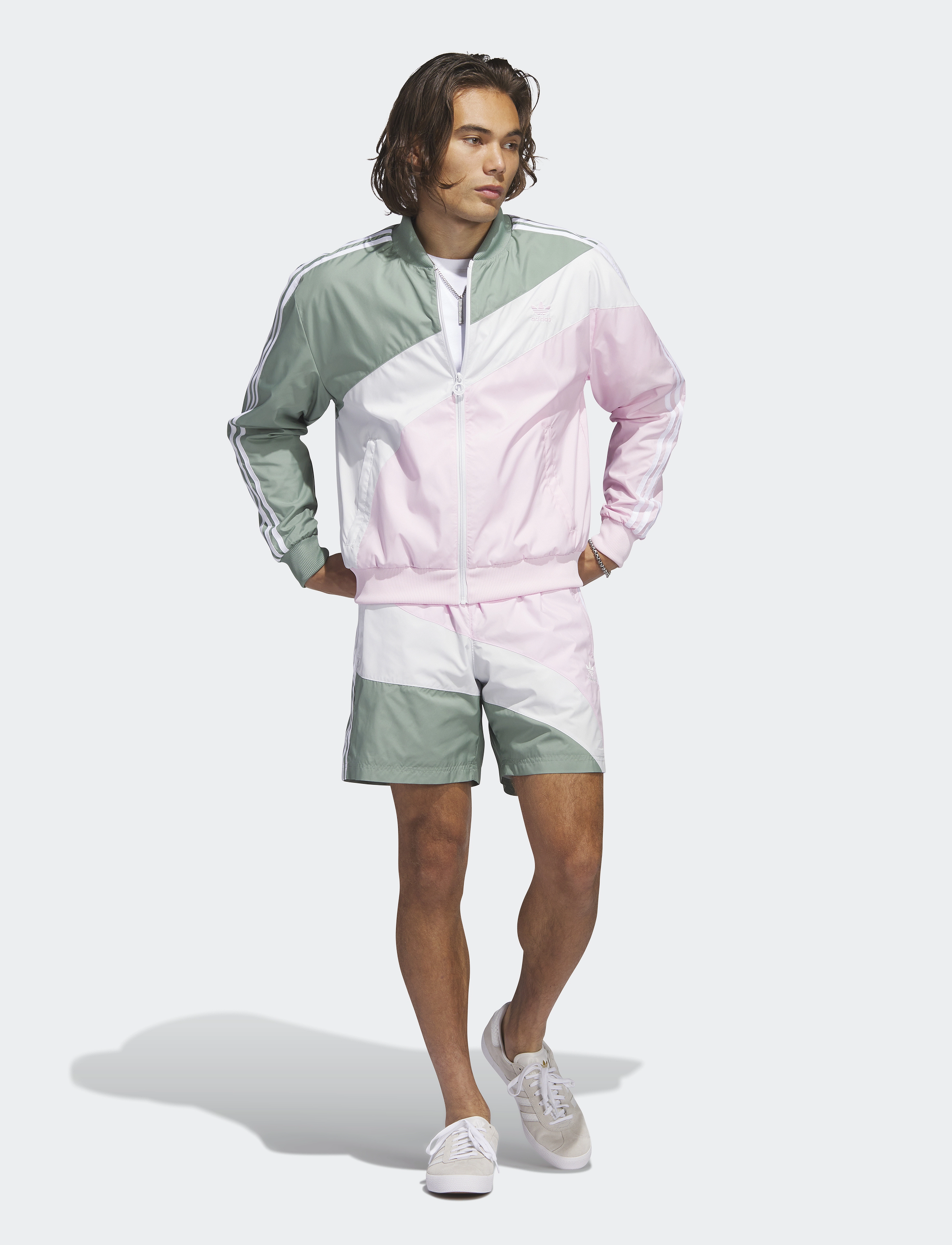 adidas Originals - Swirl Woven Track Top - silgrn/clpink - 4