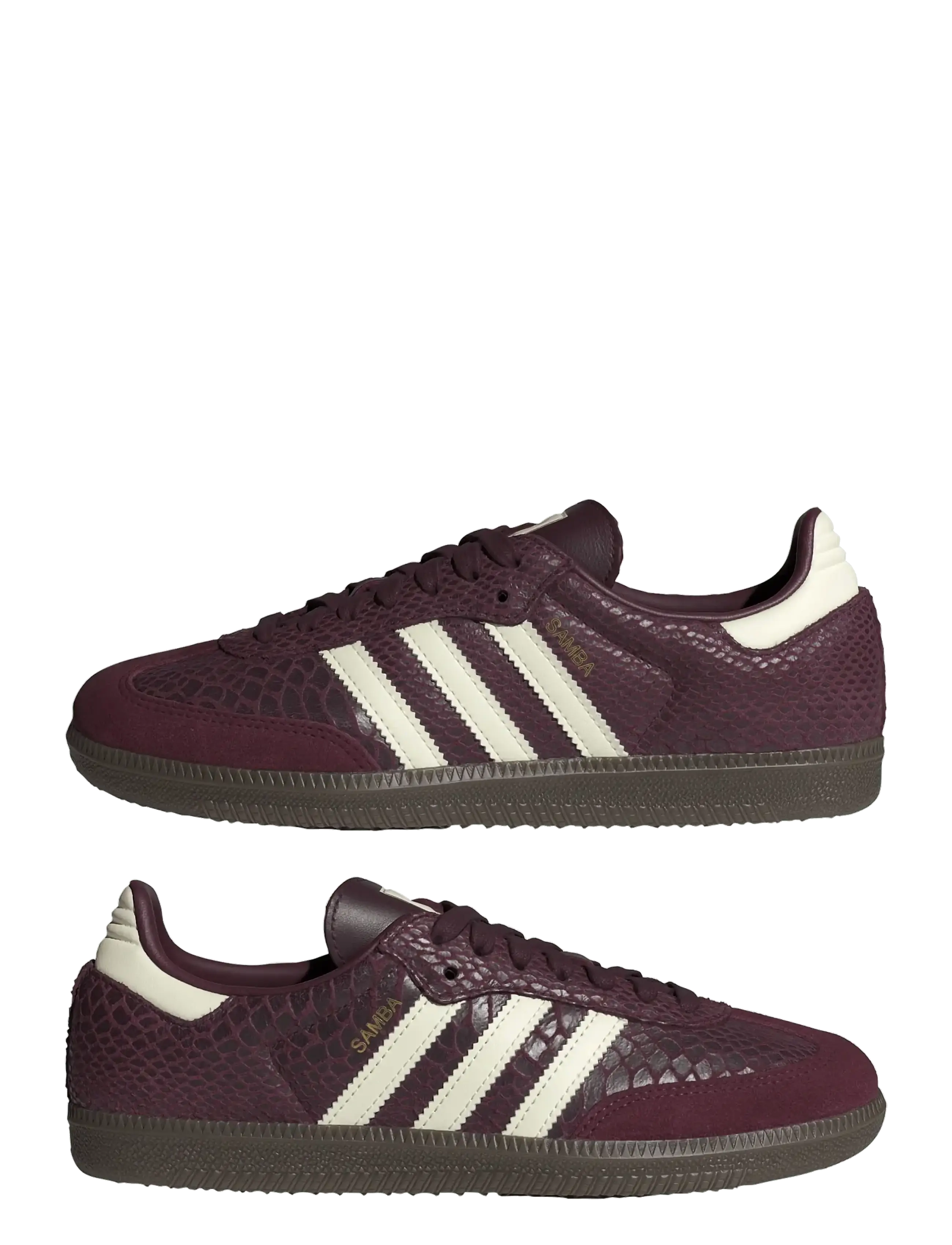 adidas Originals - SAMBA OG W - låga sneakers - maroon/crewht/goldmt - 3