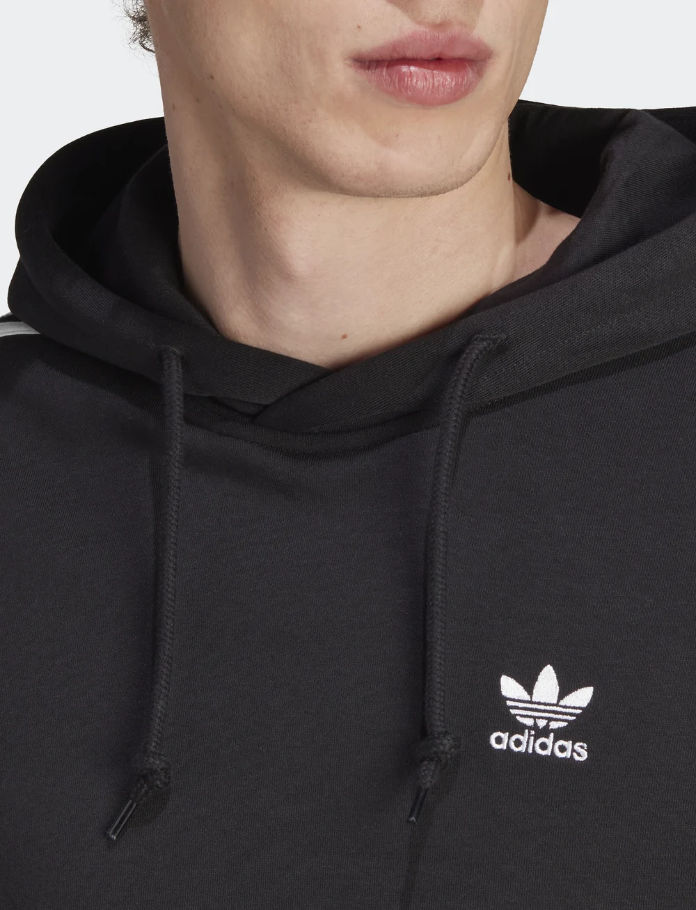Adidas hoodie with stripes on hood sale