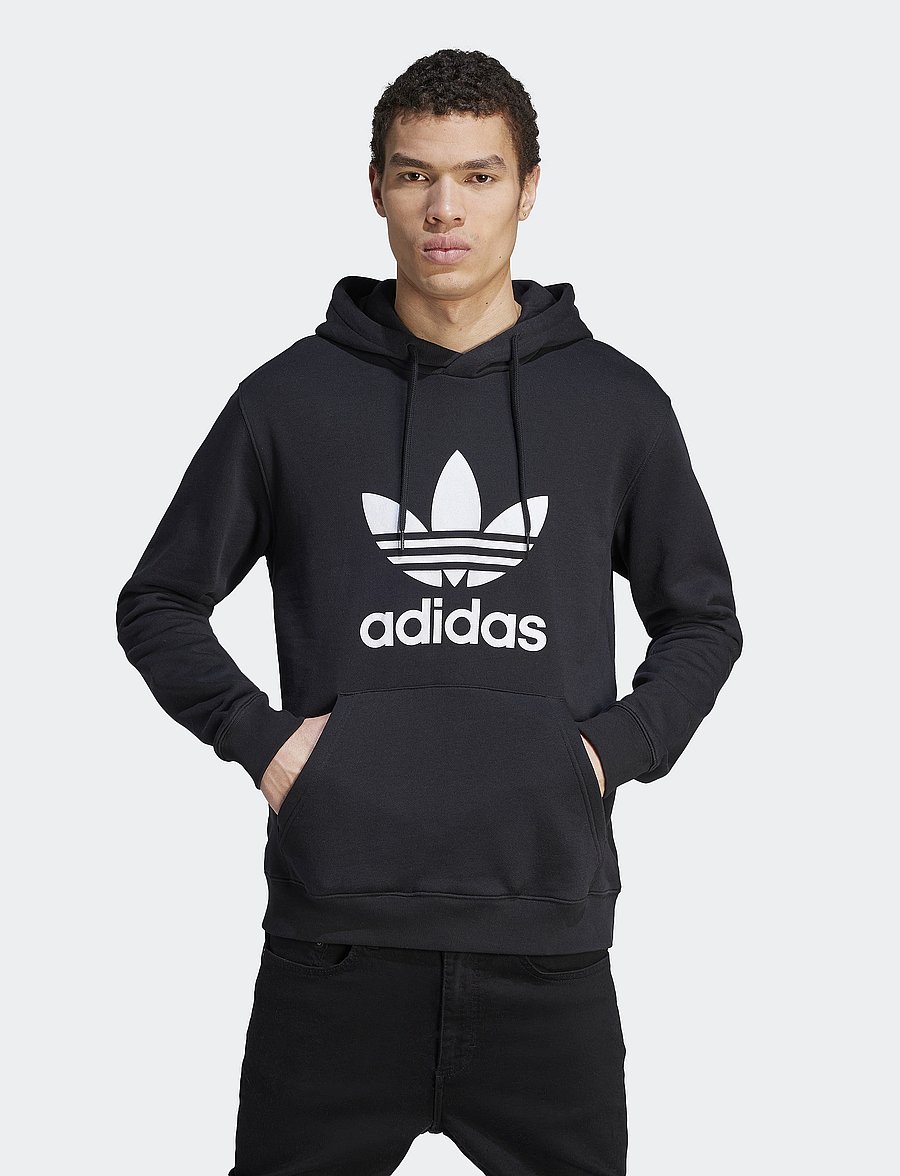 adidas Originals - TREFOIL HOODY - black/white - 0
