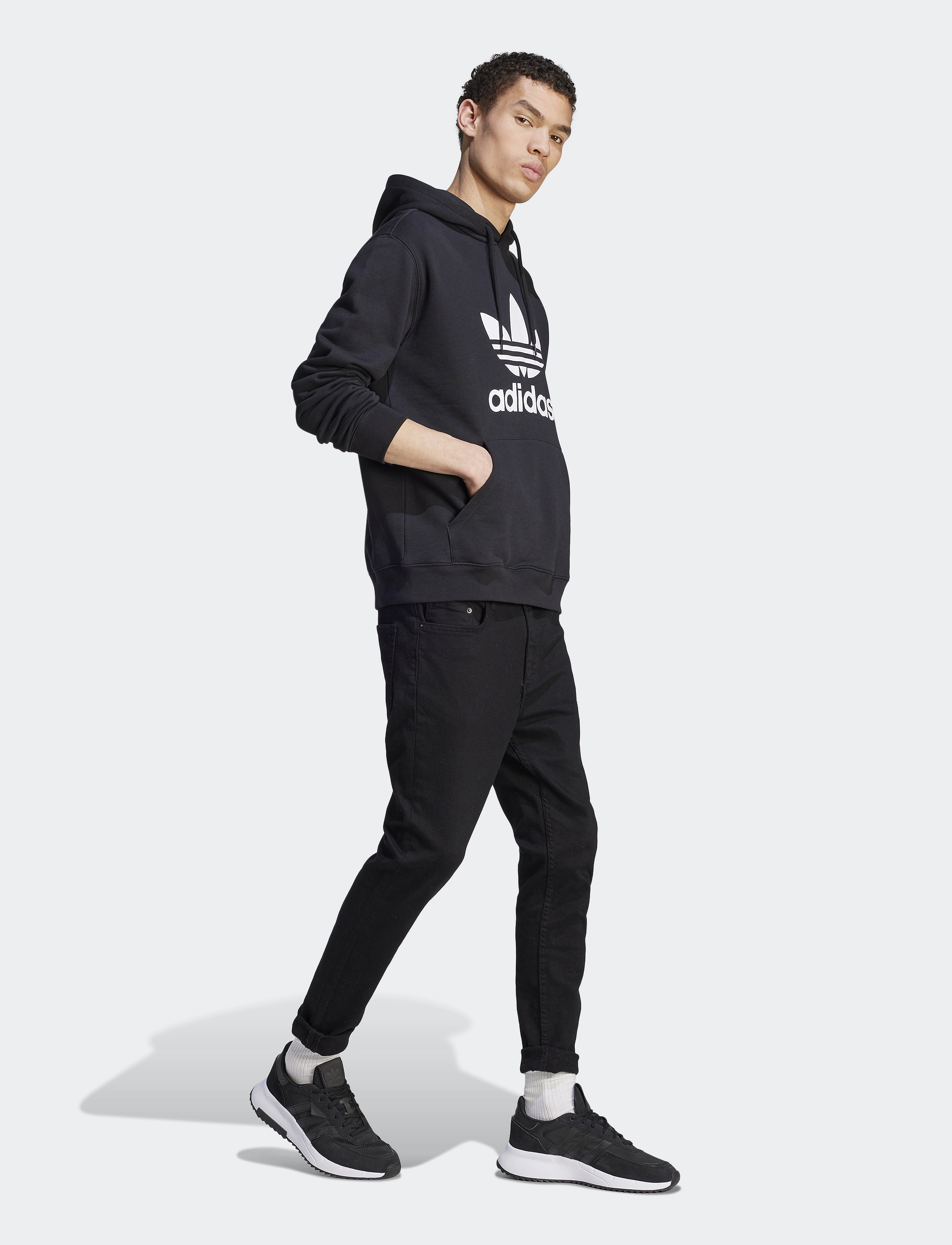 adidas Originals TREFOIL HOODY - Tøj - BLACK/WHITE / black