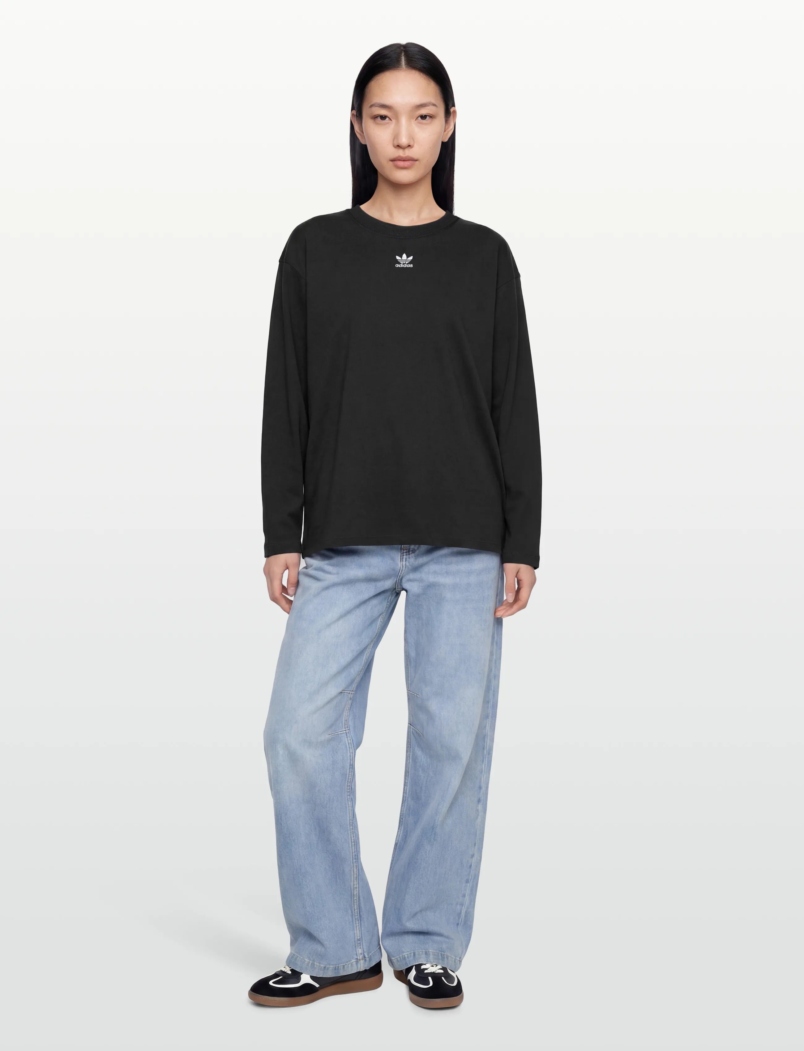 adidas Originals ESS LONGSLEEVE - Sportieve tops - BLACK / black