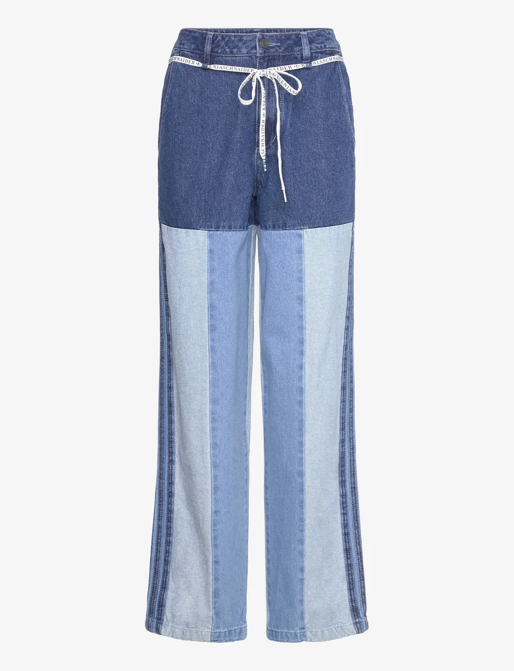 adidas Originals - KSENIA PATCHWORK STRAIGHT LEG JEANS - casual trousers - inddnm/meblde/lghden - 0