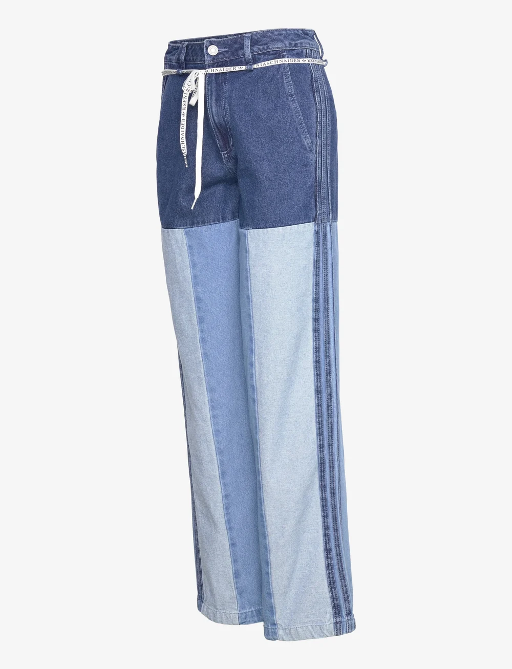 adidas Originals - KSENIA PATCHWORK STRAIGHT LEG JEANS - casual trousers - inddnm/meblde/lghden - 3