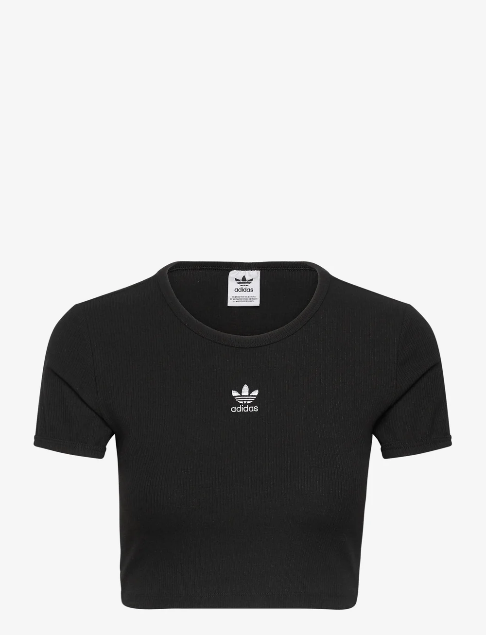 Black and white adidas crop top sales