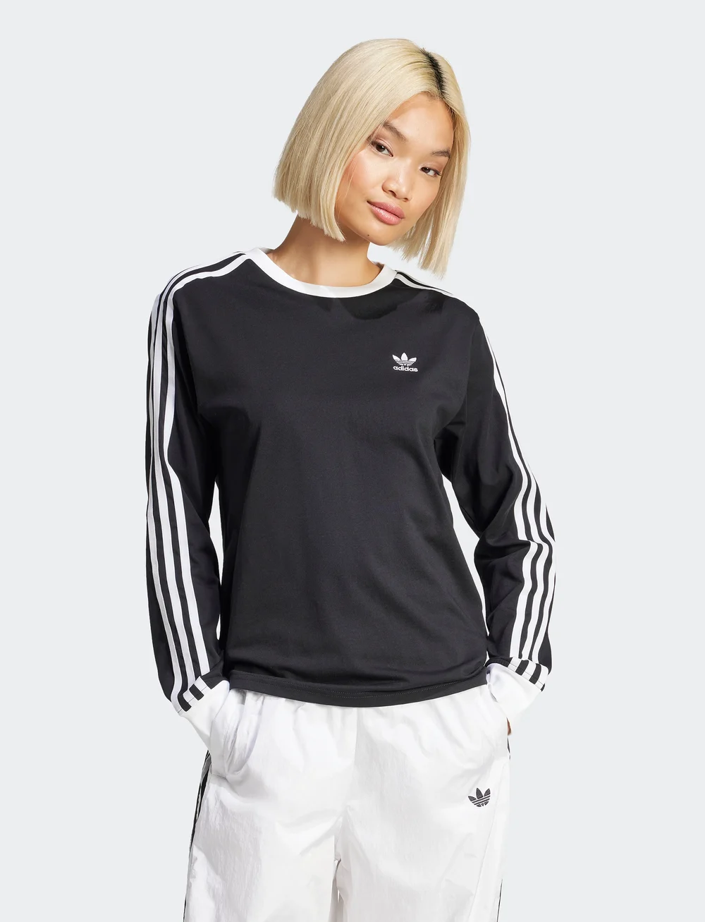 adidas Originals - 3S REGULAR LS - langærmede t-shirts - black - 0