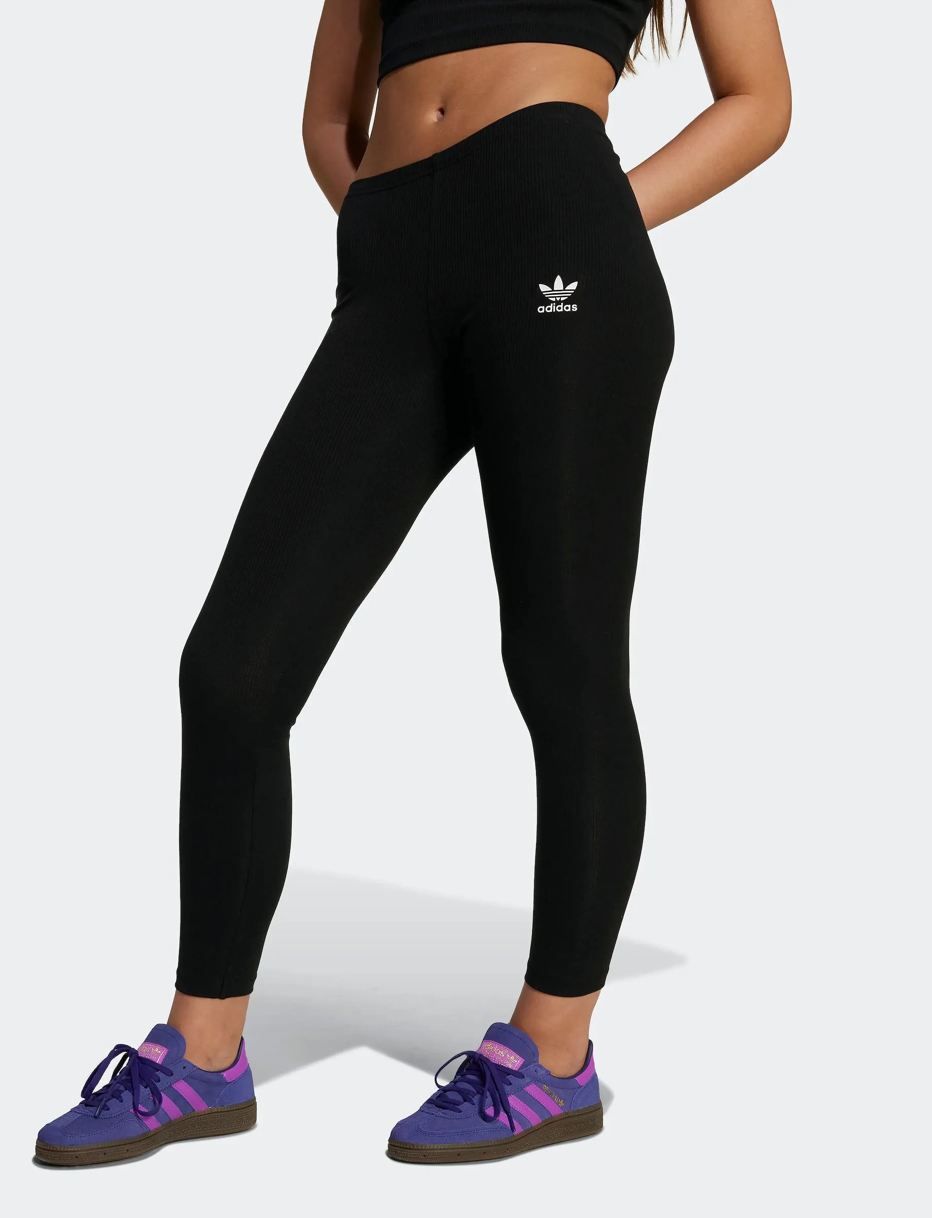 adidas Originals RIB LEGGINGS - Leggings - BLACK / black
